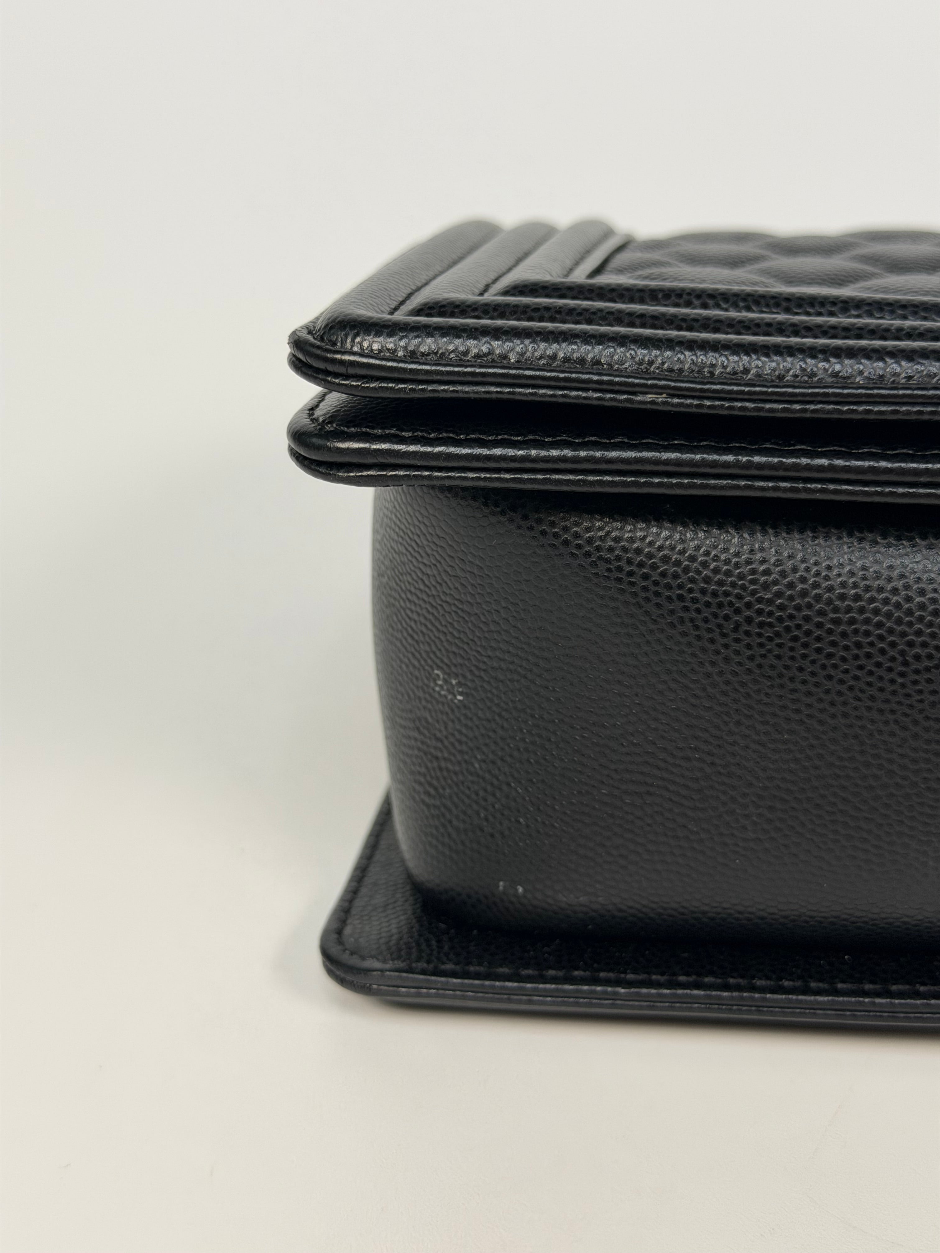 Chanel Medium Boy Bag In Black Caviar With Ruthenium Hardware