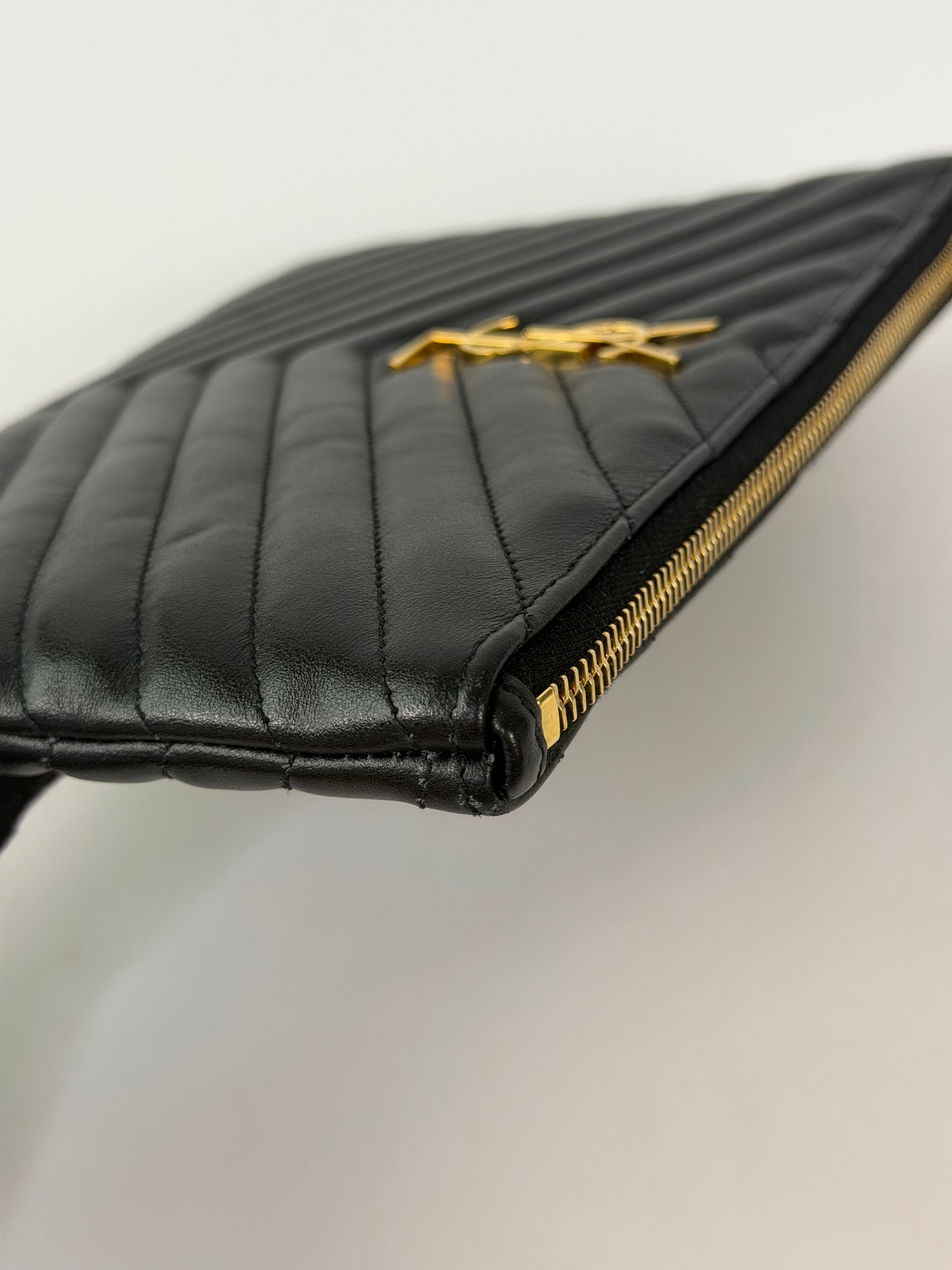 Saint Laurent Cassandre Matelassé Leather Pouch 100% authentic and preloved in excellent condition