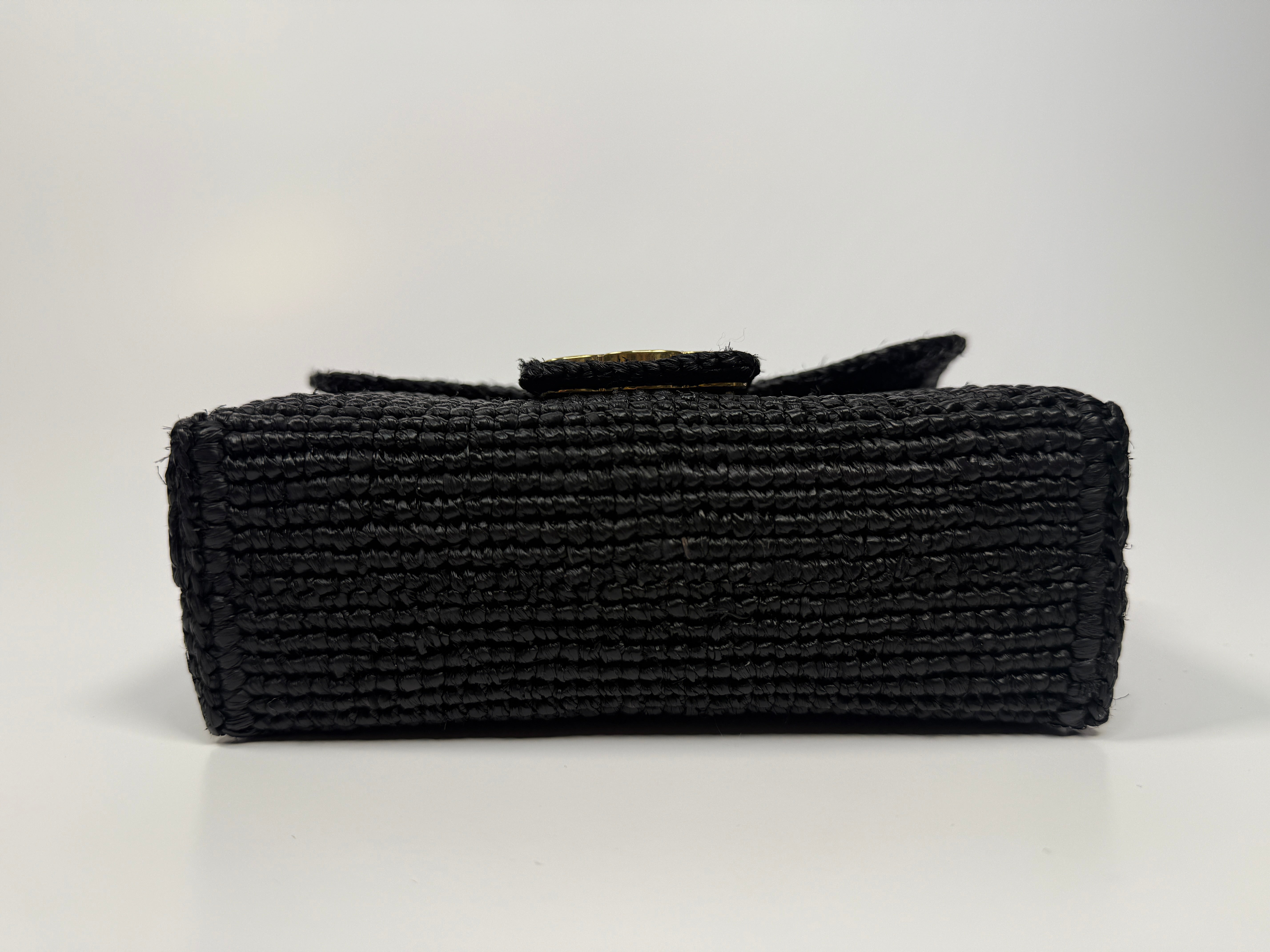 Celine Mini Victoire Bag In Black Raffia With Gold Hardware. Authentic and preloved in excellent condition