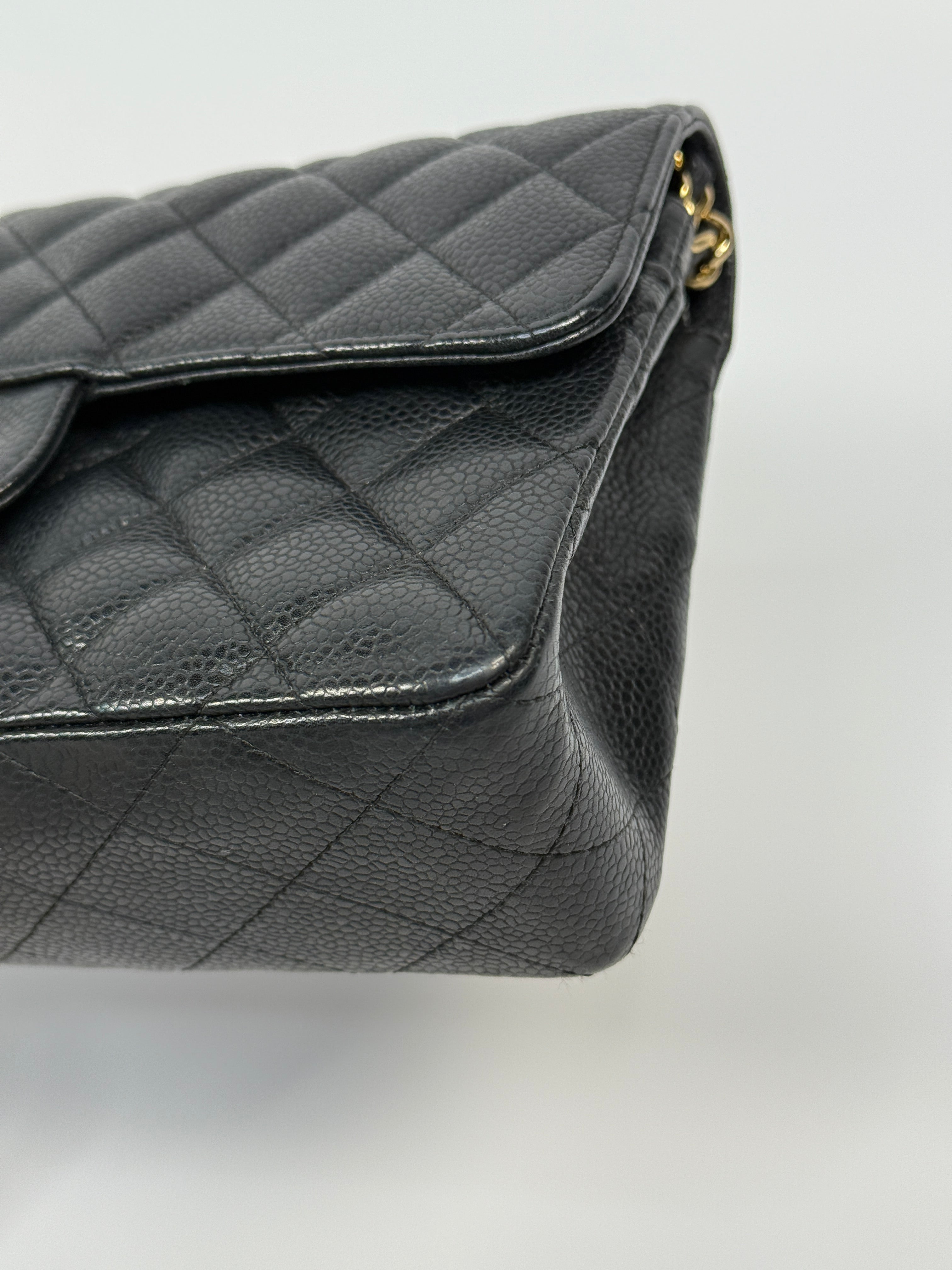 Chanel Small Vintage Classic Double Flap In Black Caviar Leather With Gold Hardware, Authentic And Preloved In Excellent Condition