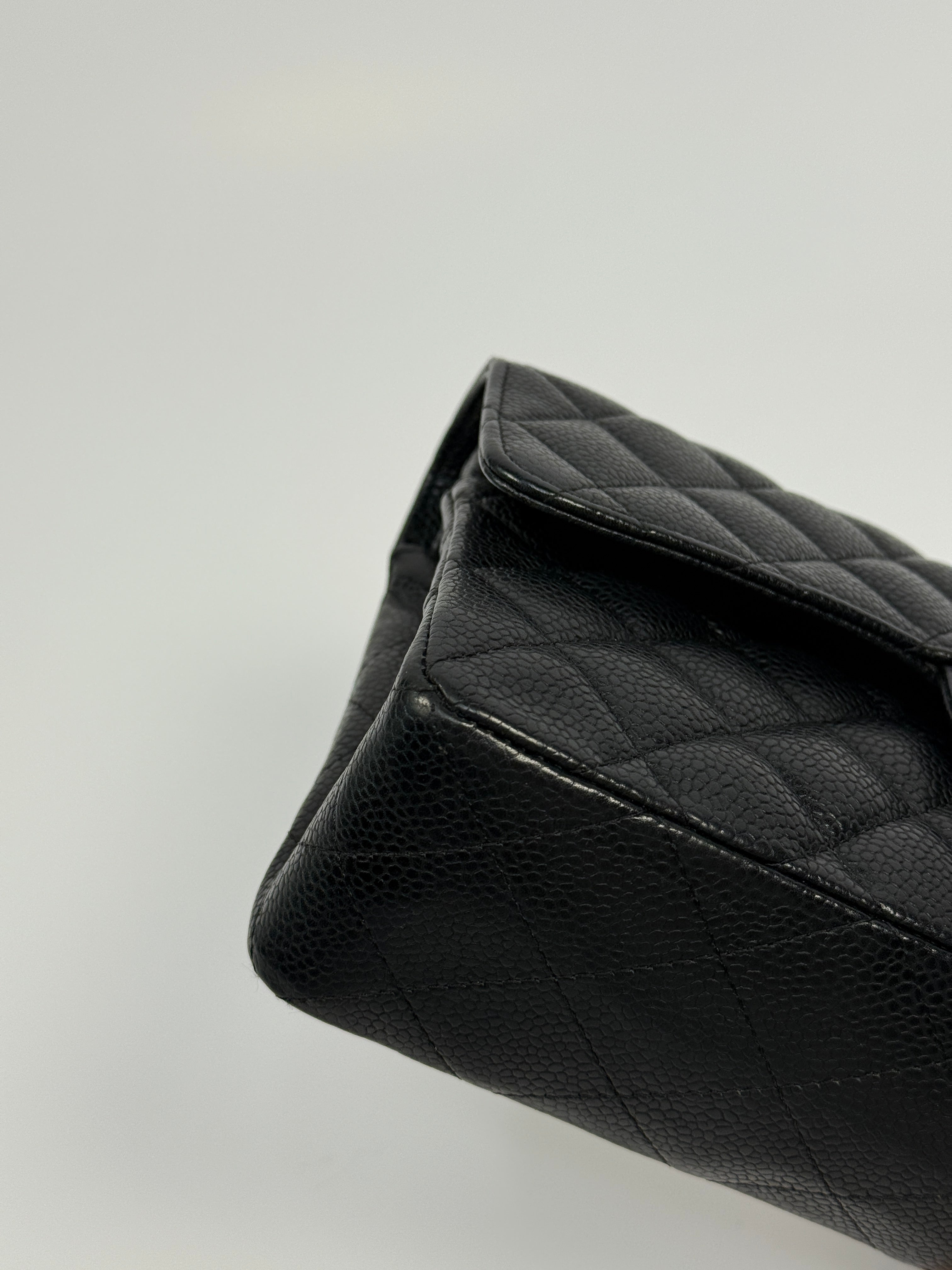 Chanel Small Vintage Classic Double Flap In Black Caviar Leather With Gold Hardware, Authentic And Preloved In Excellent Condition