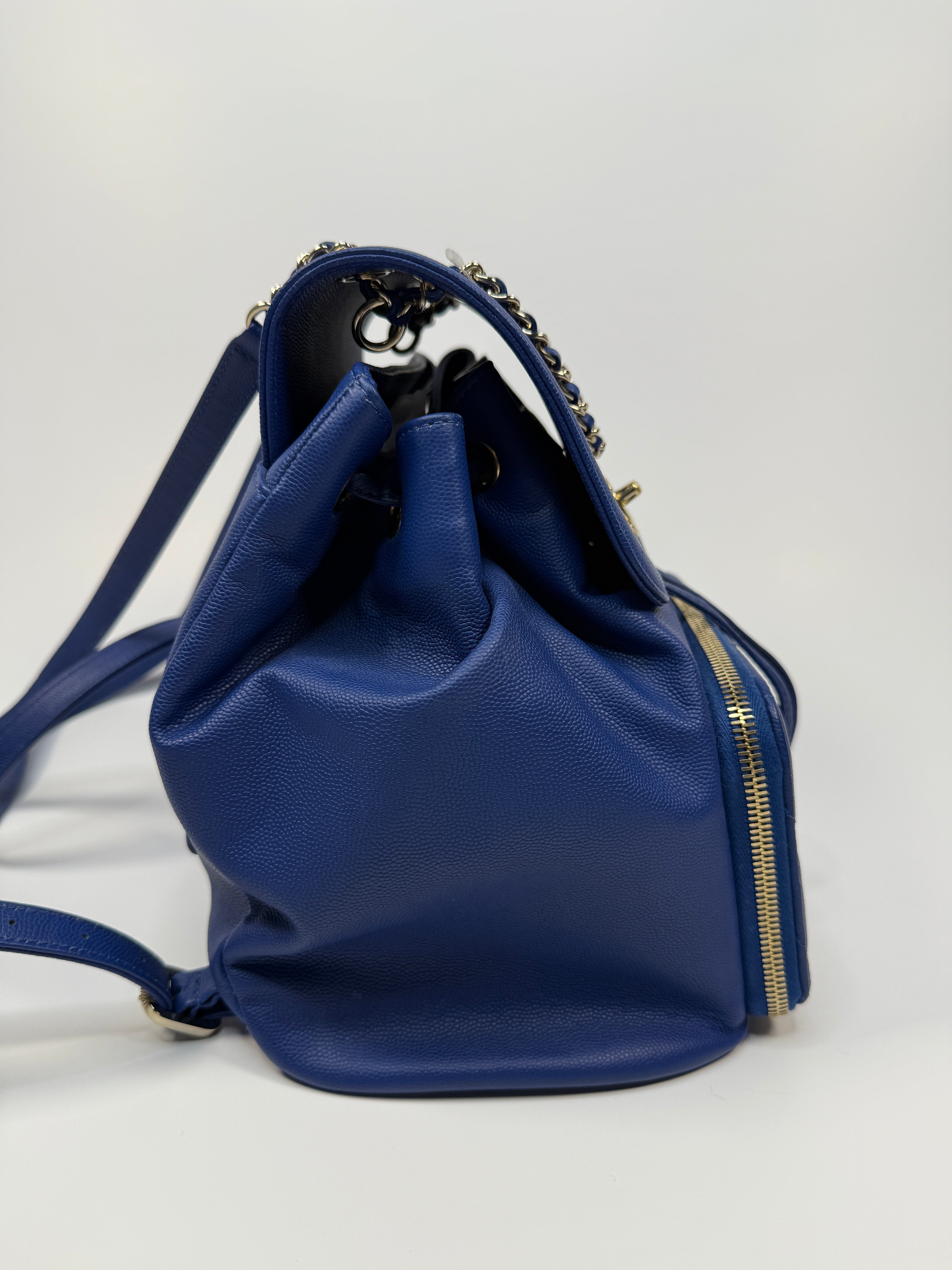 Chanel Affinity Backpack In Blue Caviar Leather With Palladium Hardware Pre Loved Authentic