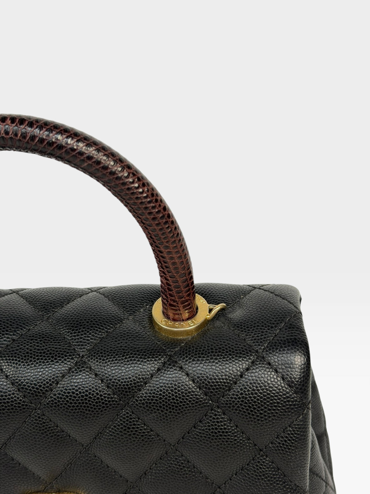Chanel Small Coco In Black Caviar Lizard Leather With Gold Hardware. 100% authentic and preloved in excellent condition