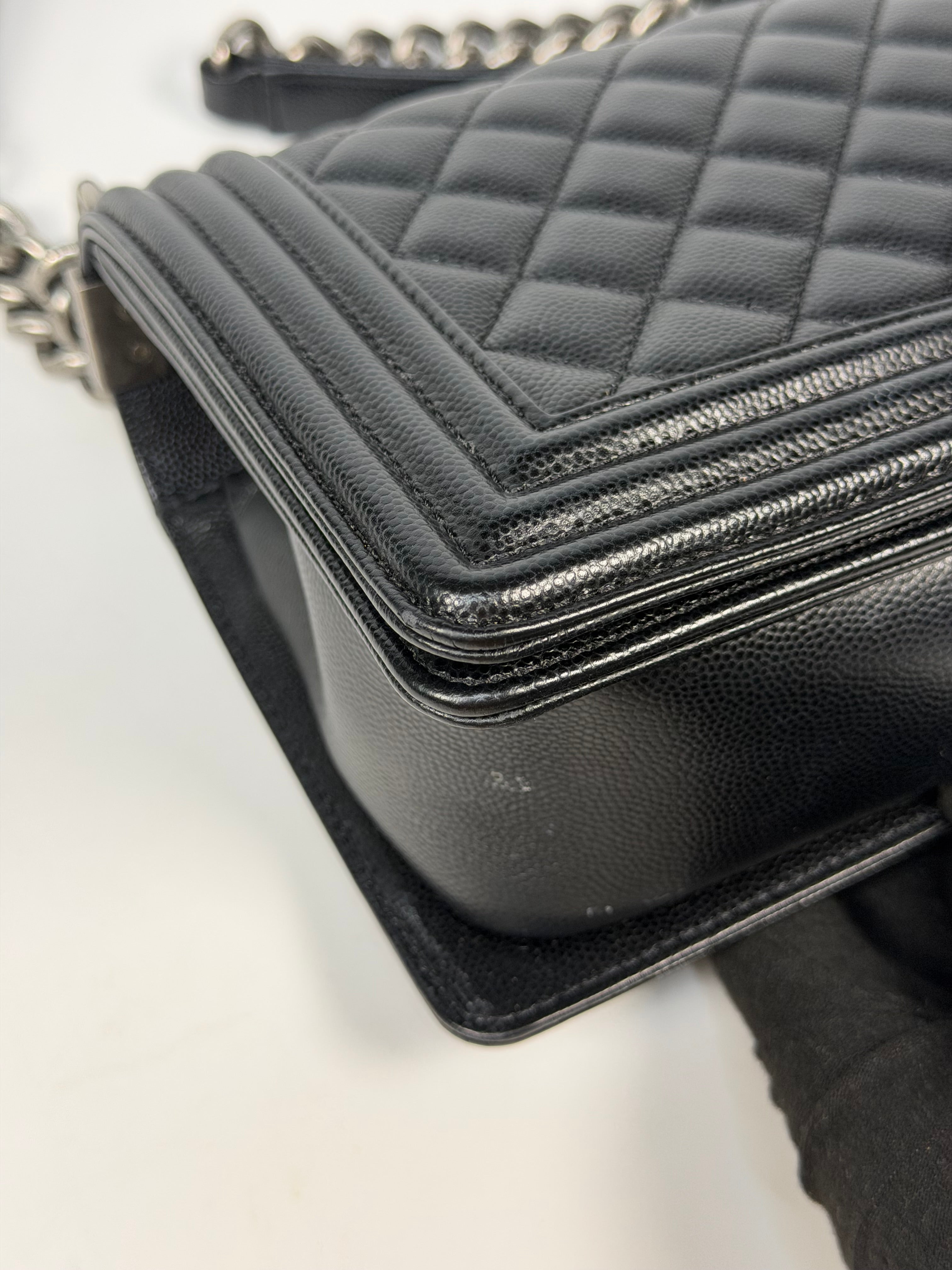 Chanel Medium Boy Bag In Black Caviar With Ruthenium Hardware