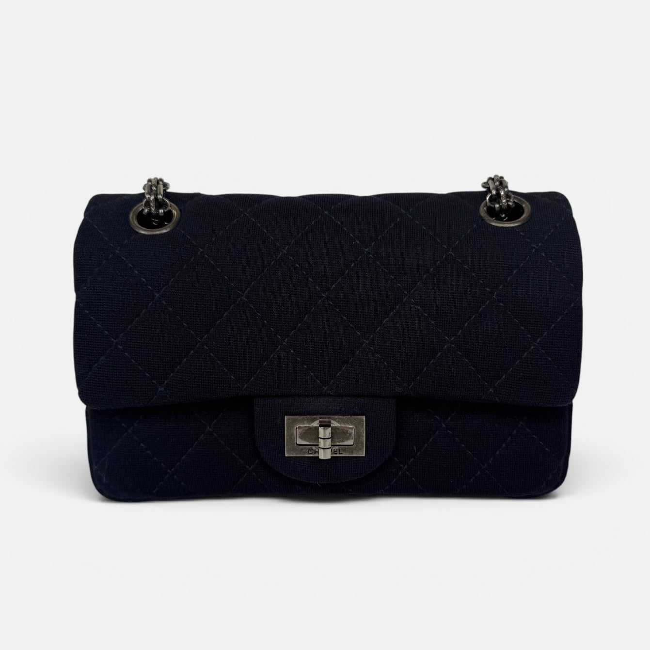 Chanel Re Issue Mini Rectangle In Navy Denim With Ruthenium Hardware
