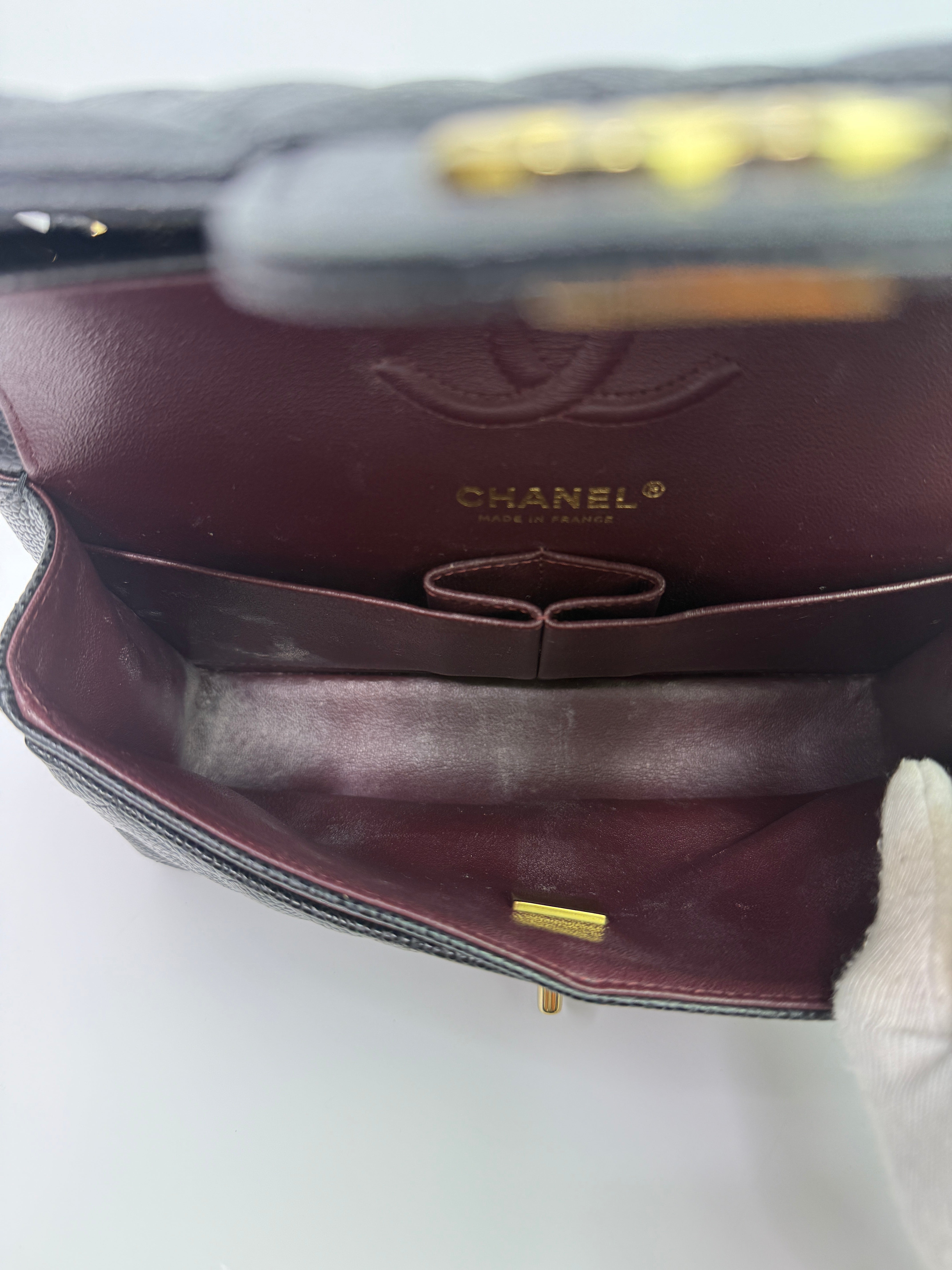 Chanel Small Classic Double Flap In Black Caviar Leather With GHW