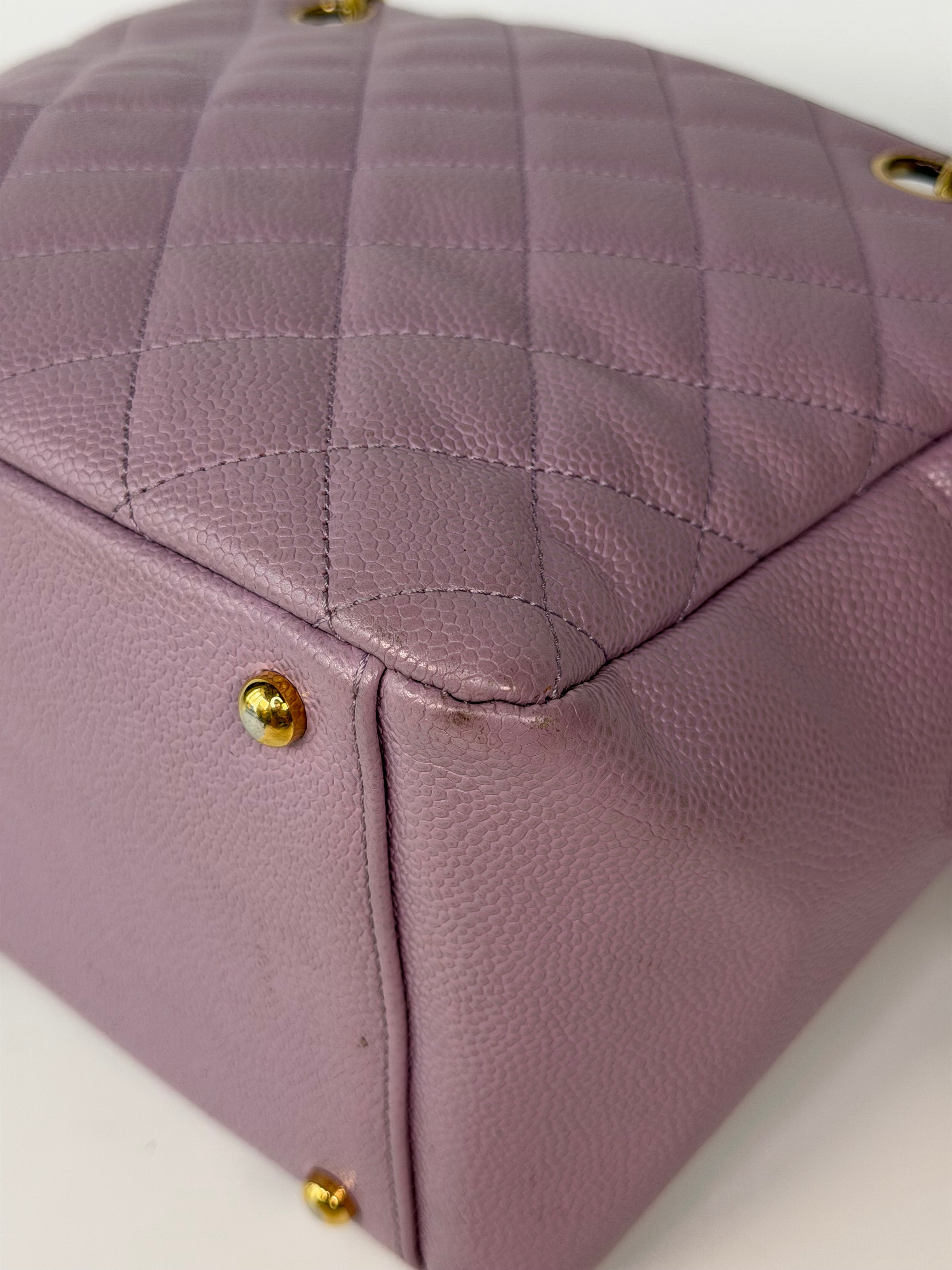 Chanel Petite Timeless Tote In Lilac Caviar Leather With Gold Hardware