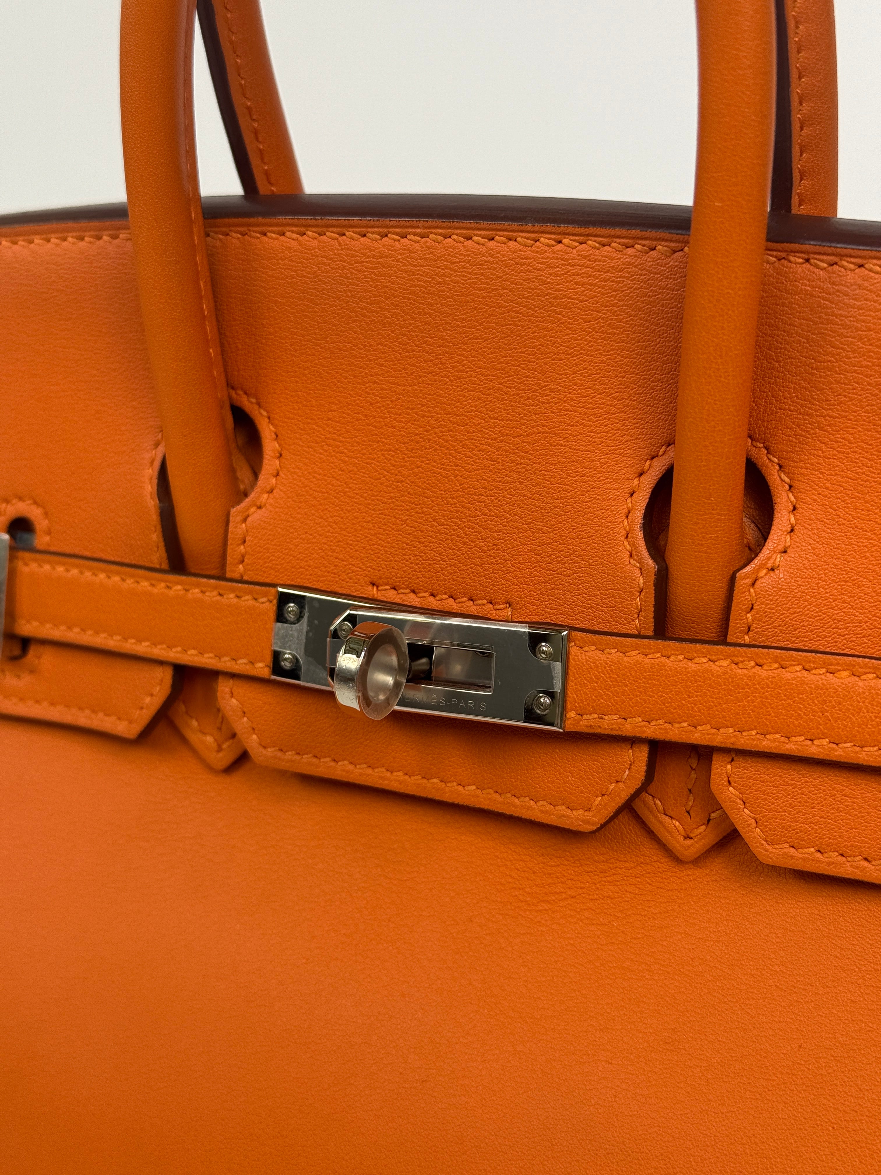 Hermès Birkin 25 In Orange Swift Leather With Palladium Hardware