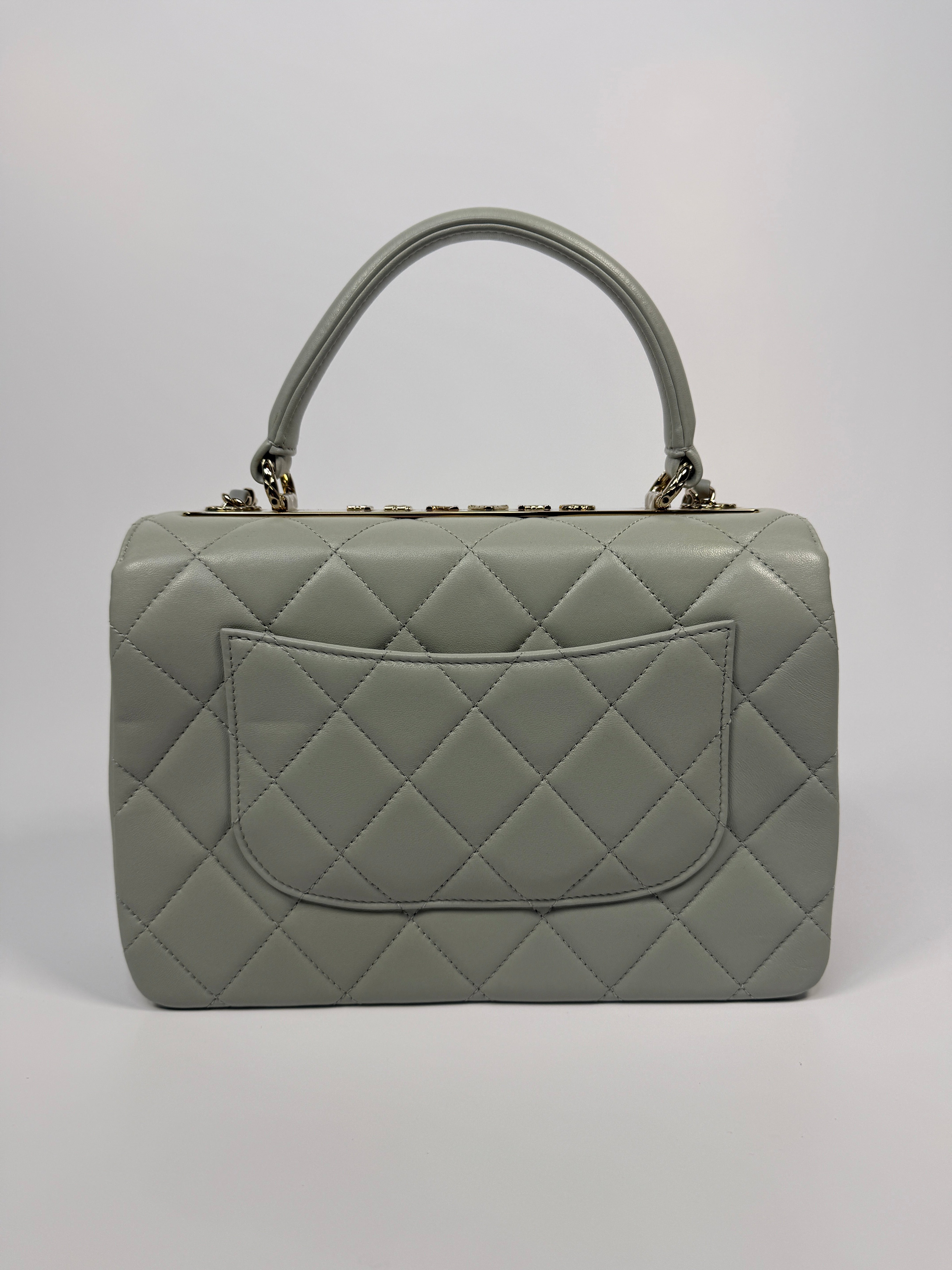 Chanel Small Trendy Top Handle Flap Bag In Glacier Lambskin With Gold Hardware Authentic and preloved in excellent condition