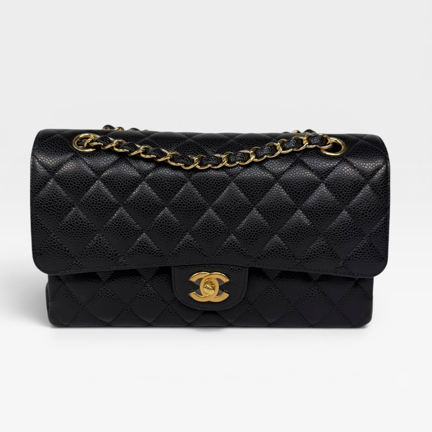 Chanel Medium Classic Double Flap Black Caviar Leather With Gold Hardware