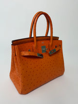 Hermès Birkin 30 In Orange Ostrich With Palladium hardware