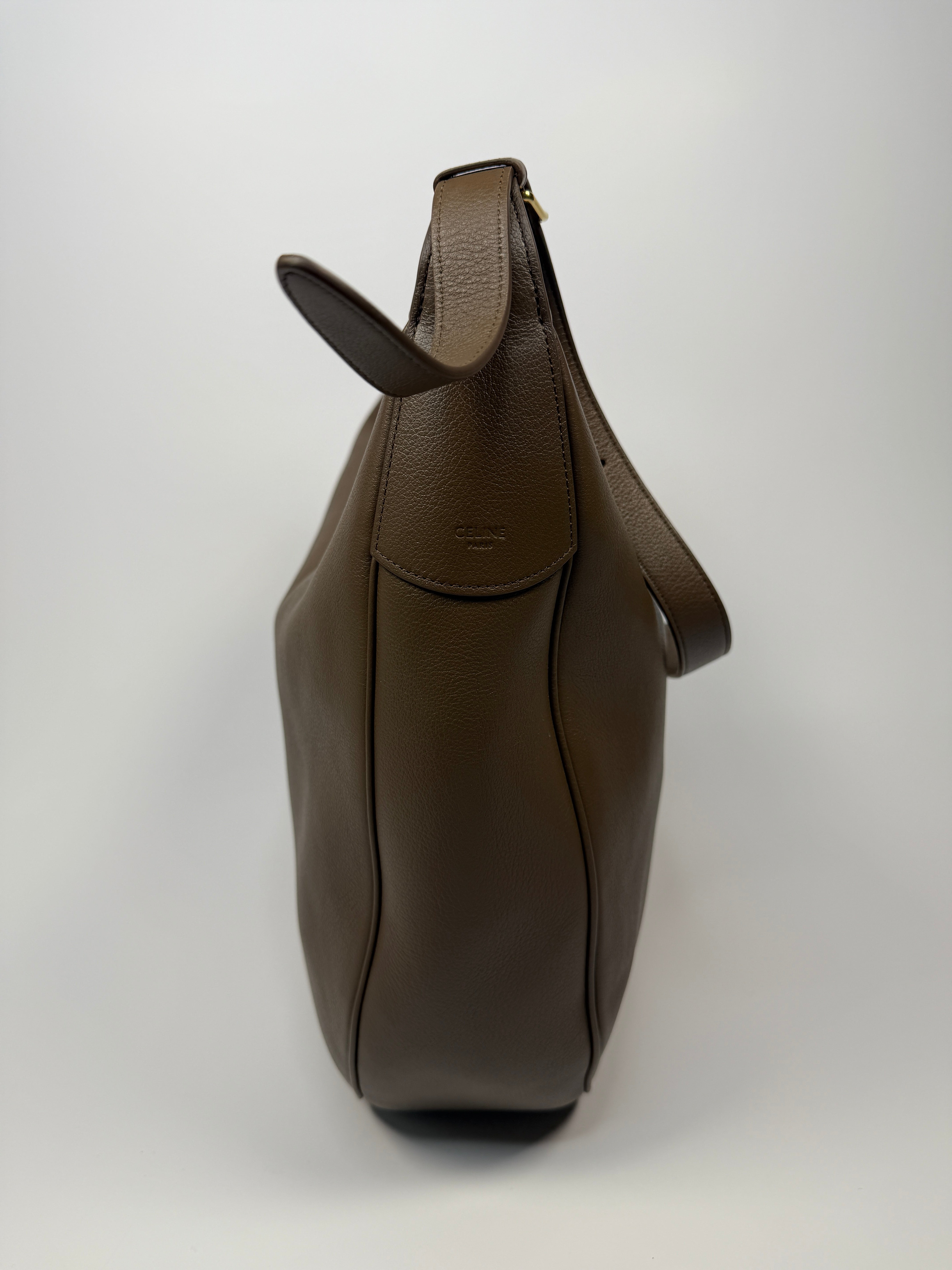 Celine Large Heloise Hobo Shoulder Bag In Glazed Brown Leather Authentic and preloved In Excellent Condition