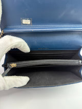 Chanel Square Wallet On Chain In Patent Navy Leather GHW
