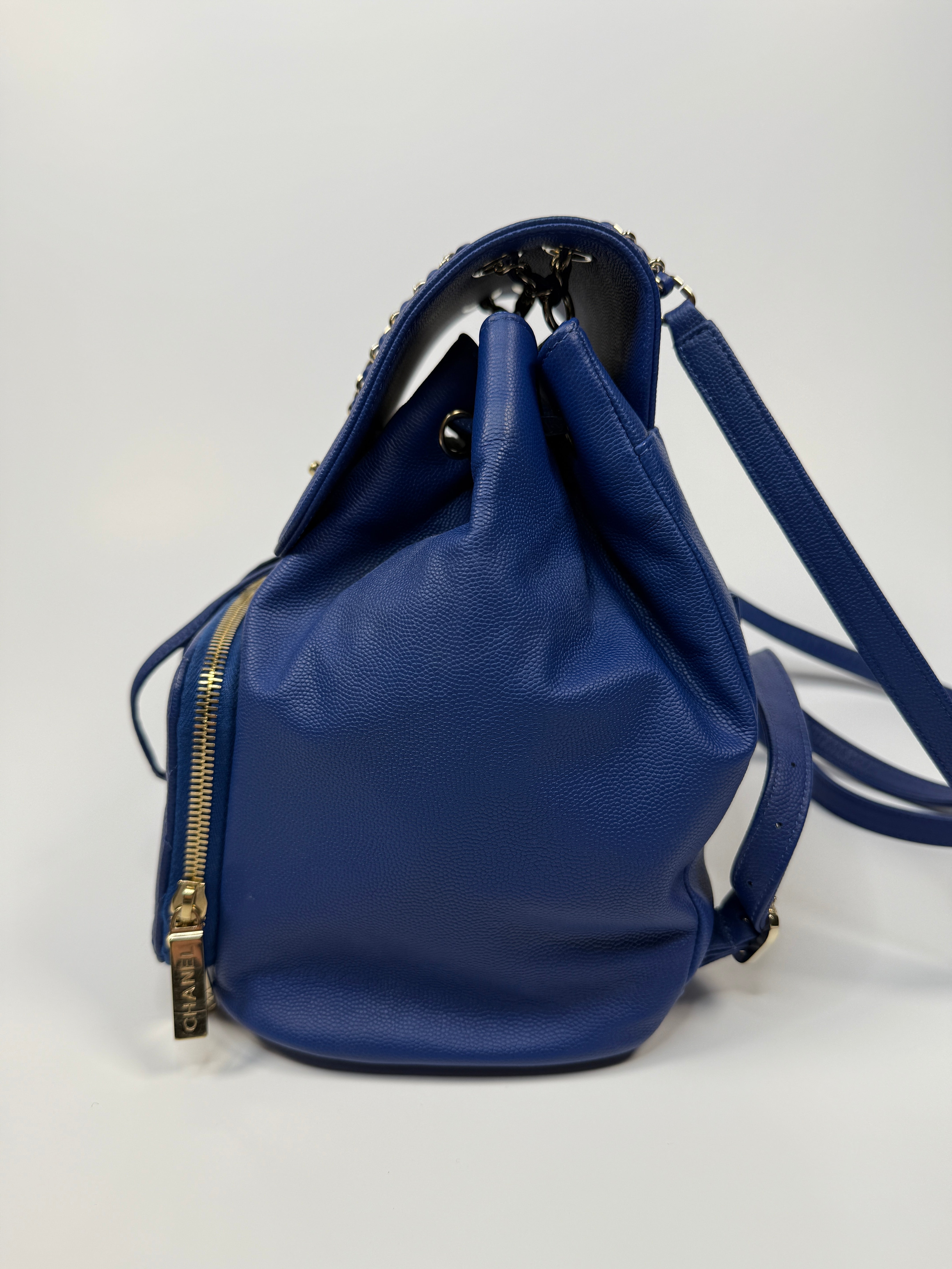 Chanel Affinity Backpack In Blue Caviar Leather With Palladium Hardware Pre Loved Authentic