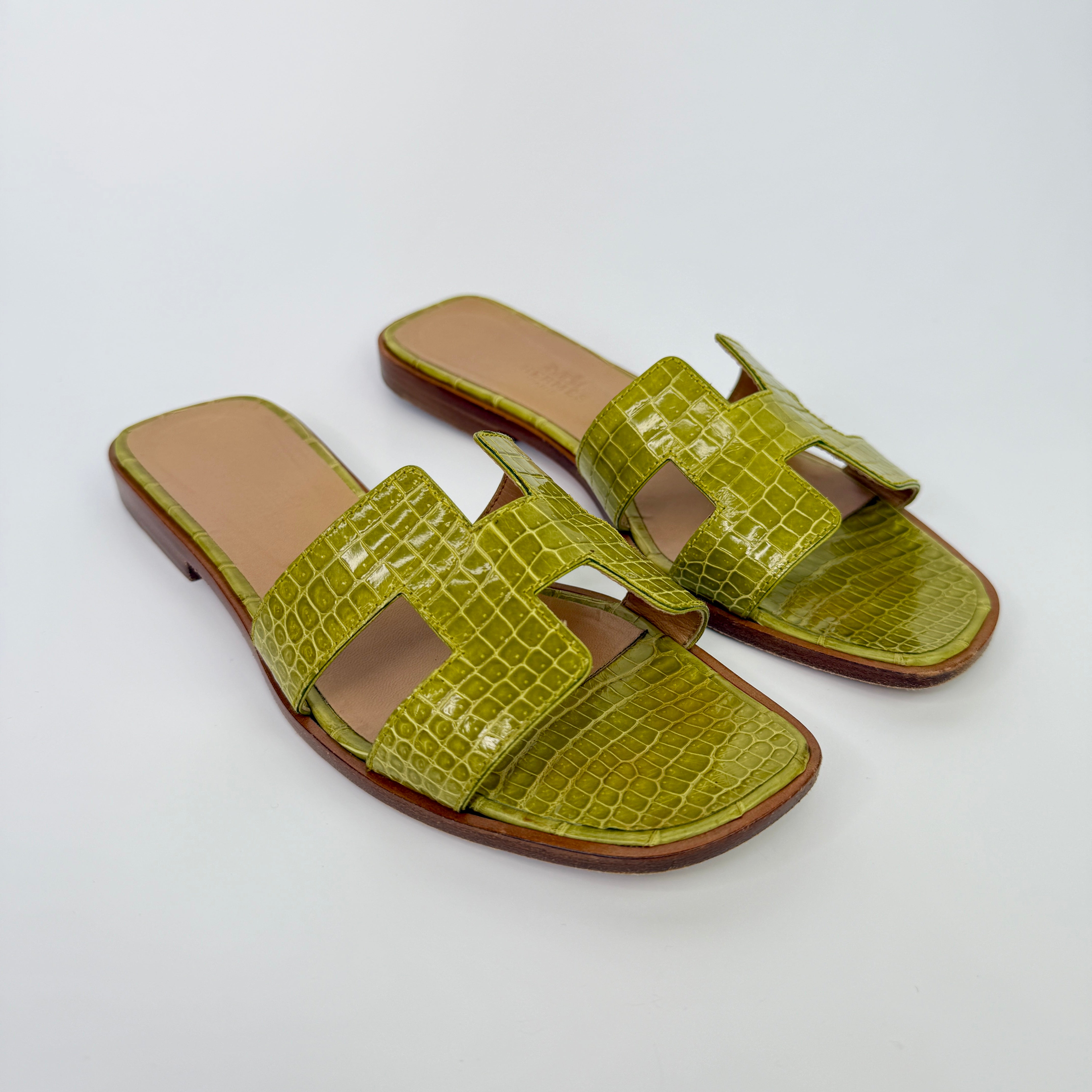 Hermès Crocodile Oran Sandals (Size 38/UK5)
