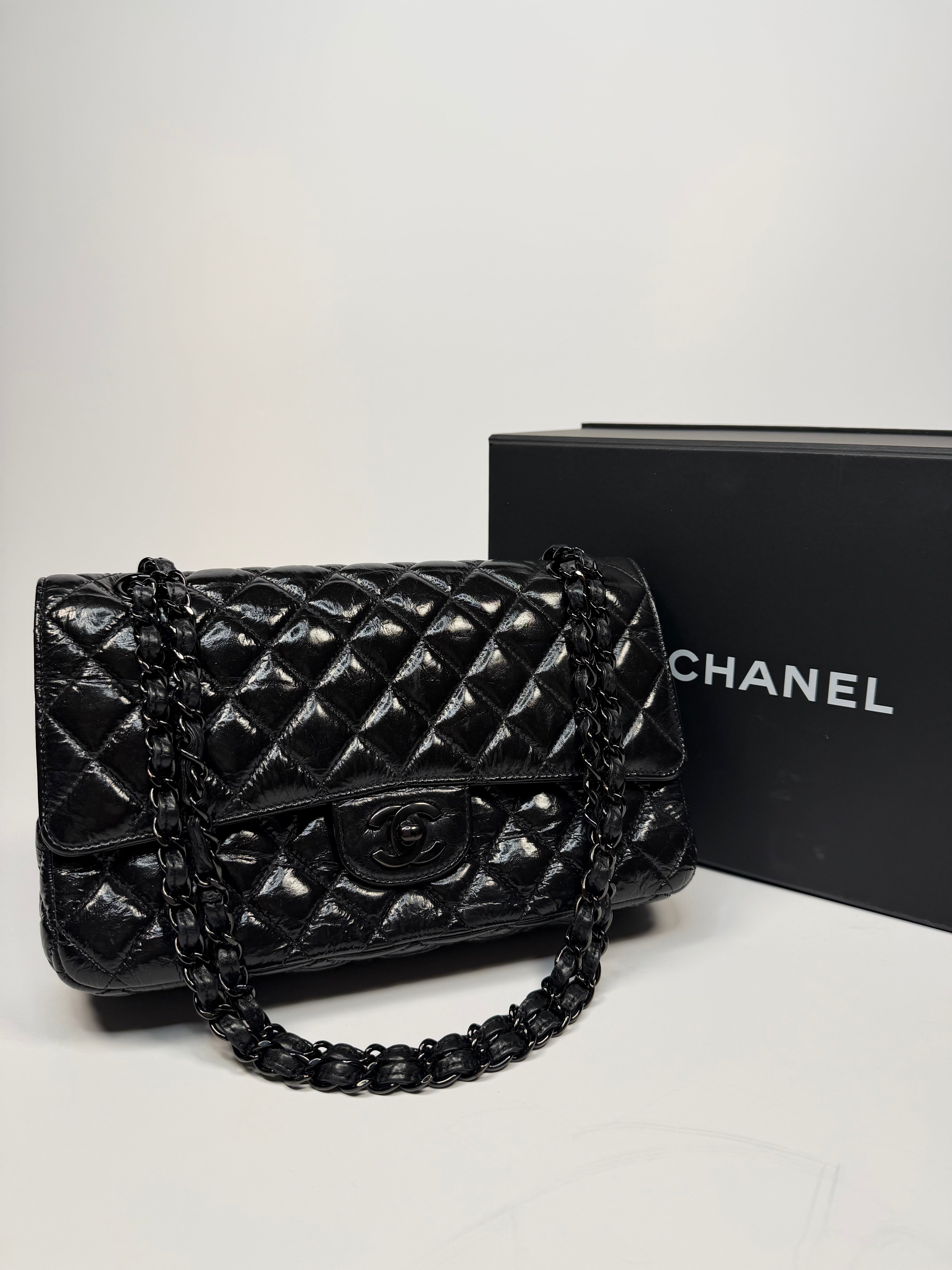 Chanel Medium So Black Calfskin Leather Classic Double Flap In Very Good Condition. Authentic and preloved. 100% Authenticity Guarantee.