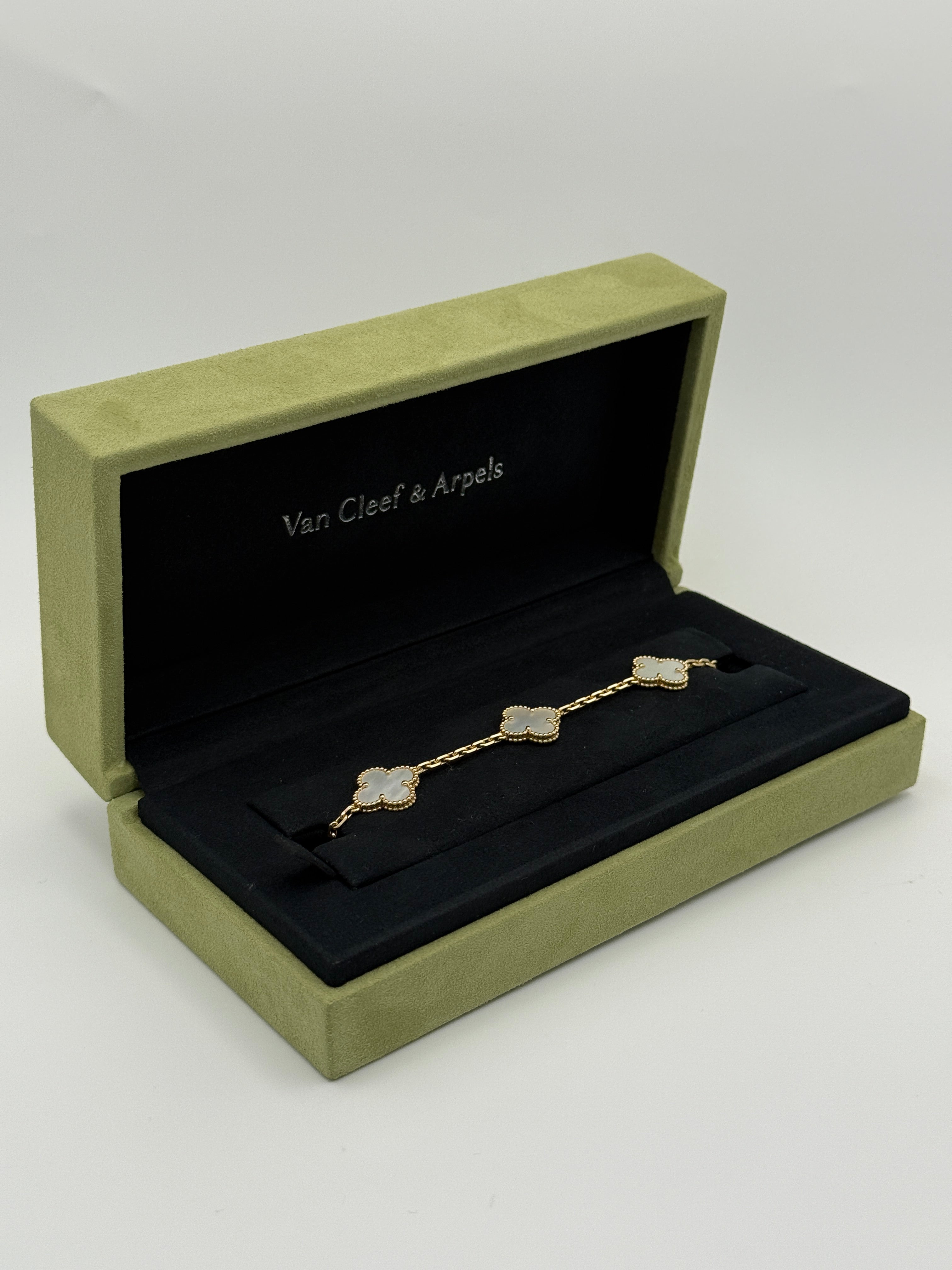 Van Cleef & Arpels Vintage Alhambra Bracelet, 5 Motifs Mother Of Pearl