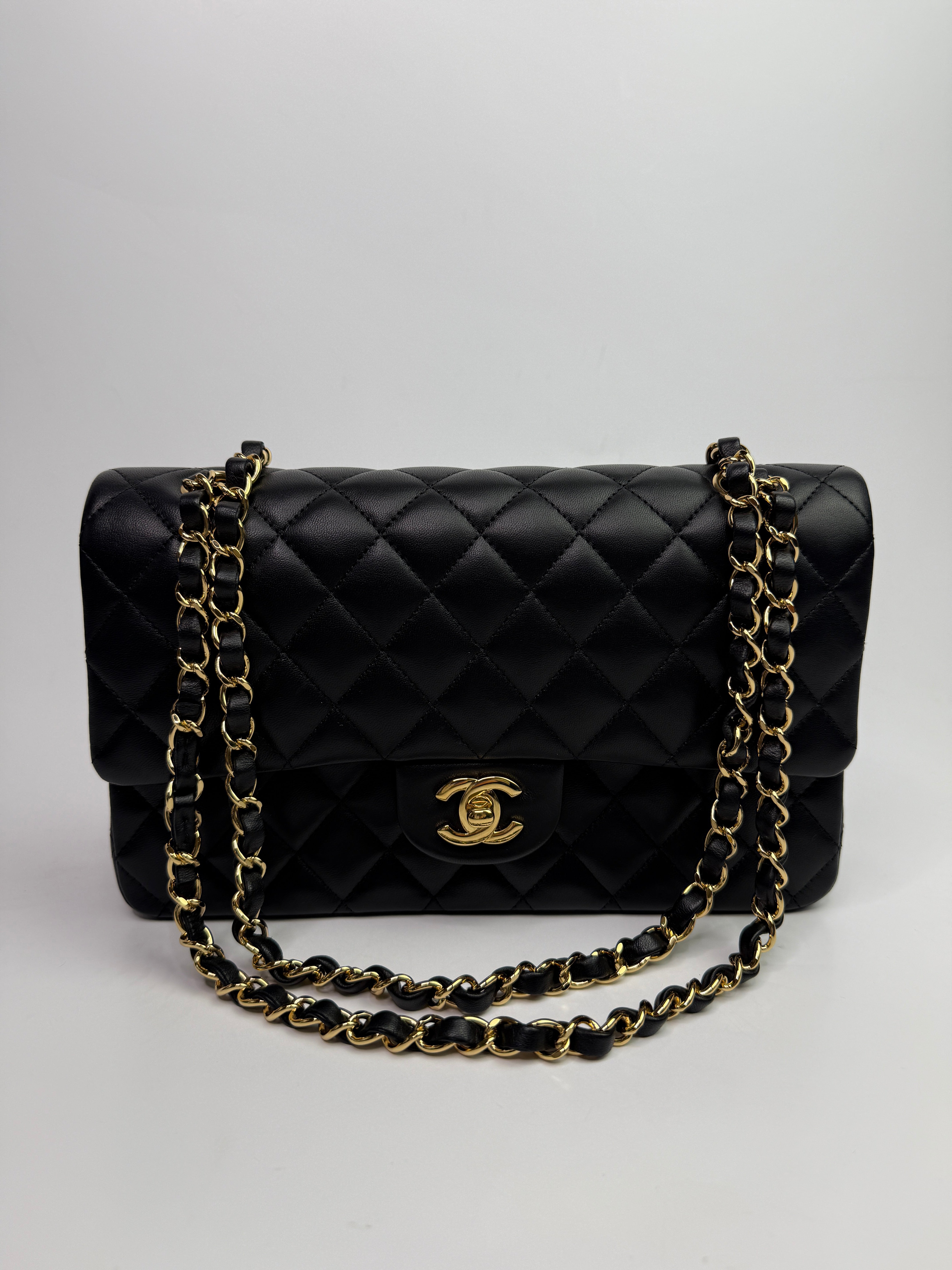 Chanel Medium Classic Double Flap Black Lambskin With GHW