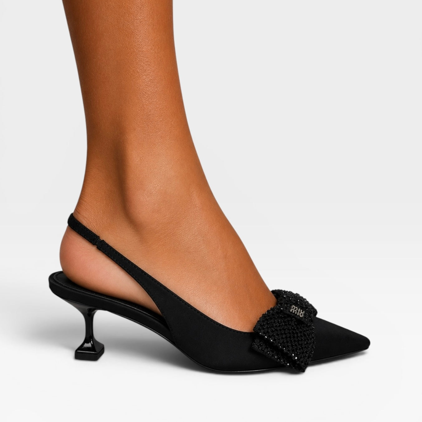 Miu Miu Bow Embellished Satin Heels (Size 38/UK5)