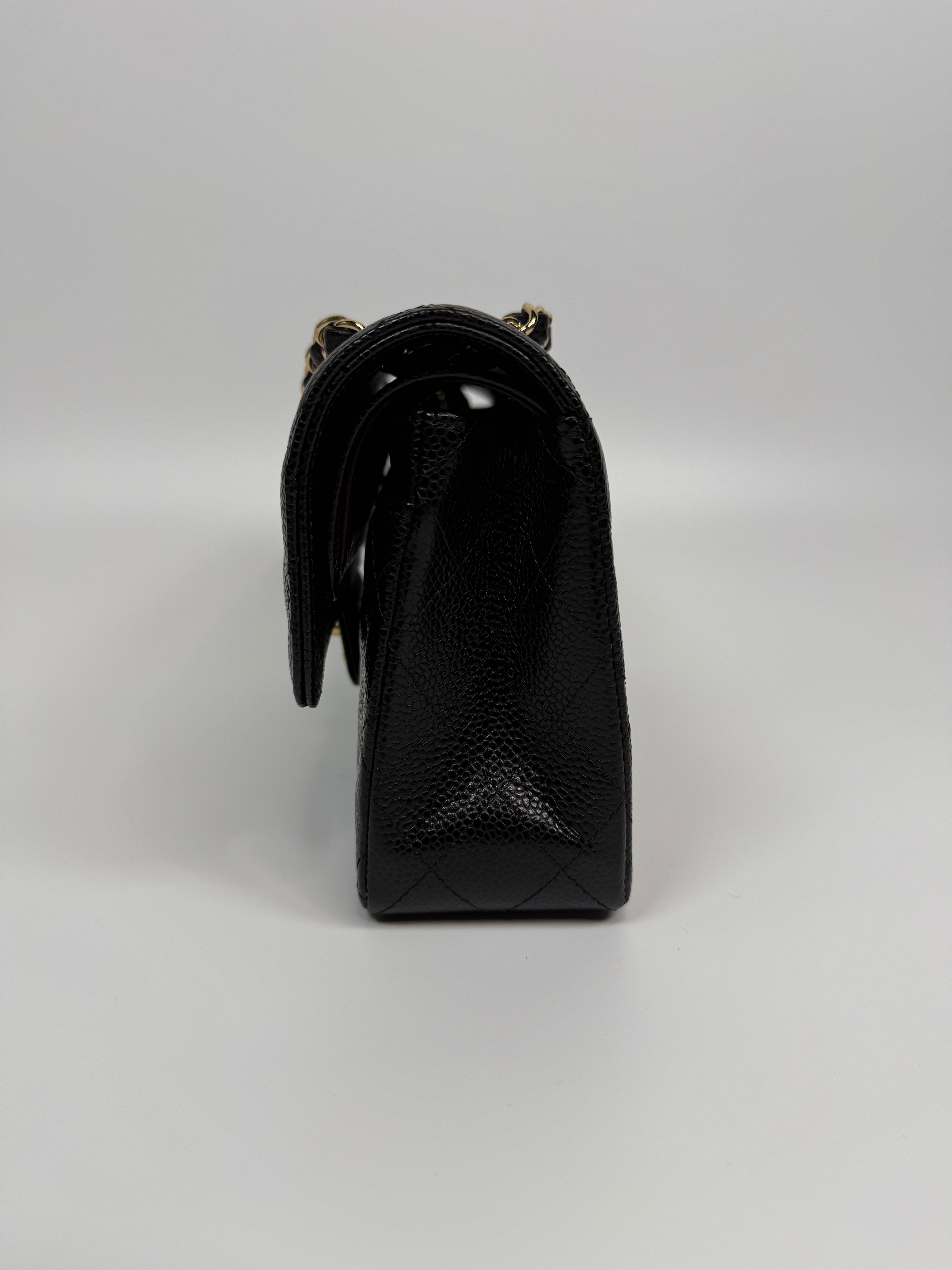 Chanel Small Classic Double Flap In Black Caviar Leather With Gold Hardware Authentic and Preloved In Excellent Condition. 100% Authenticity guarantee