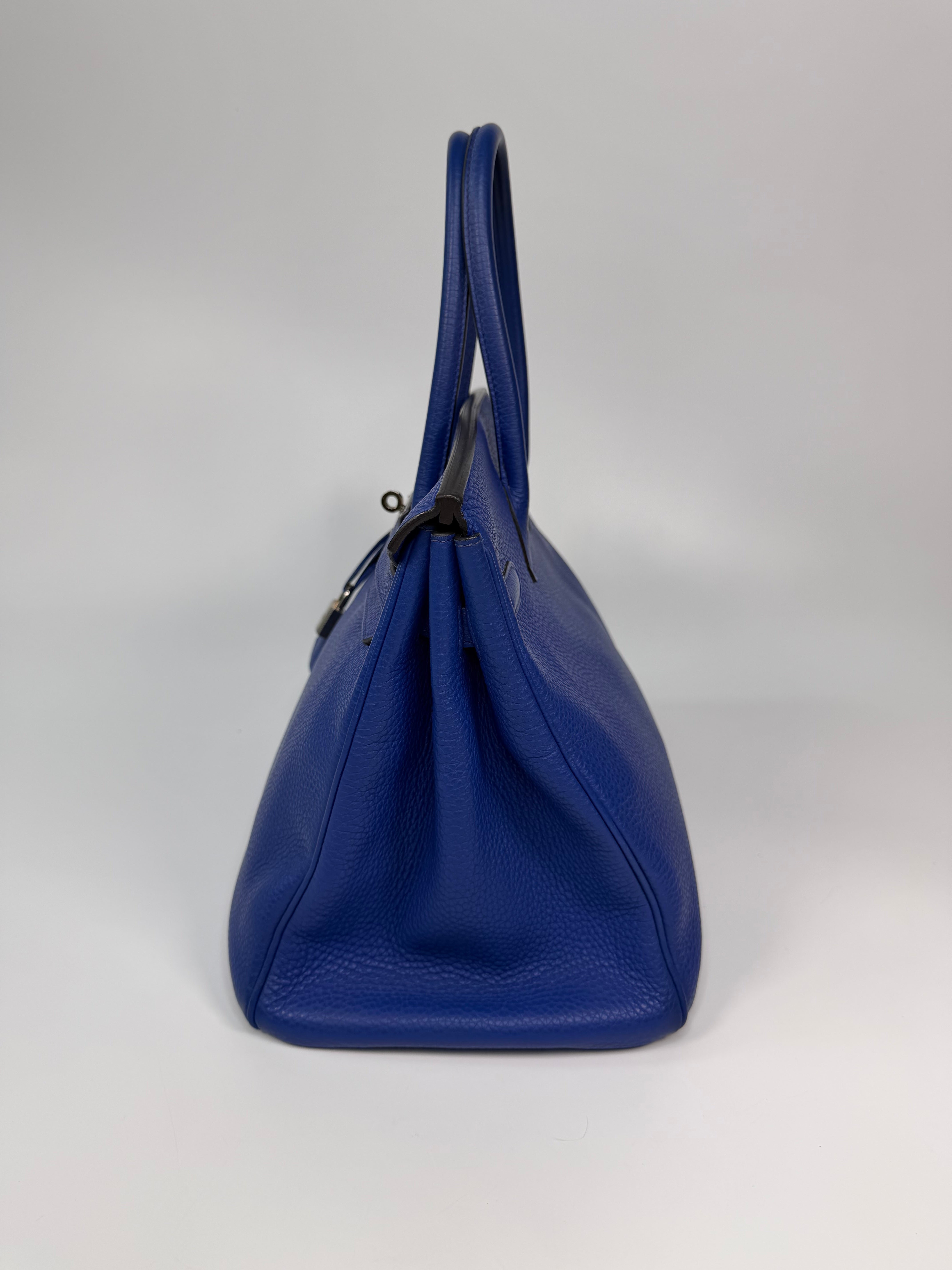 Hermès Birkin 35 Electric Bleu Togo Leather With Palladium Hardware. Authentic and preloved in very good condition.