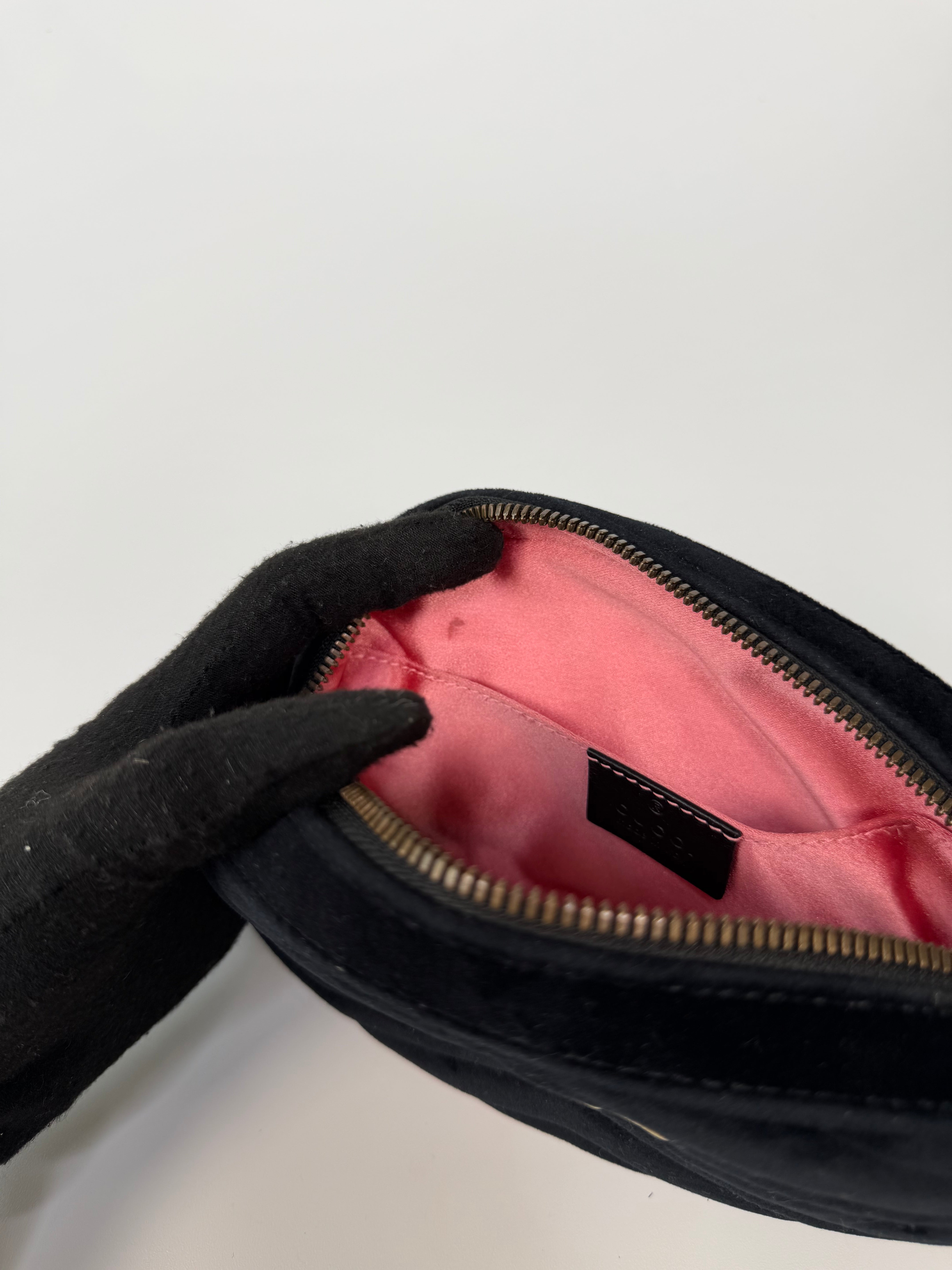 Gucci GG Black Velvet Marmont Belt Bag