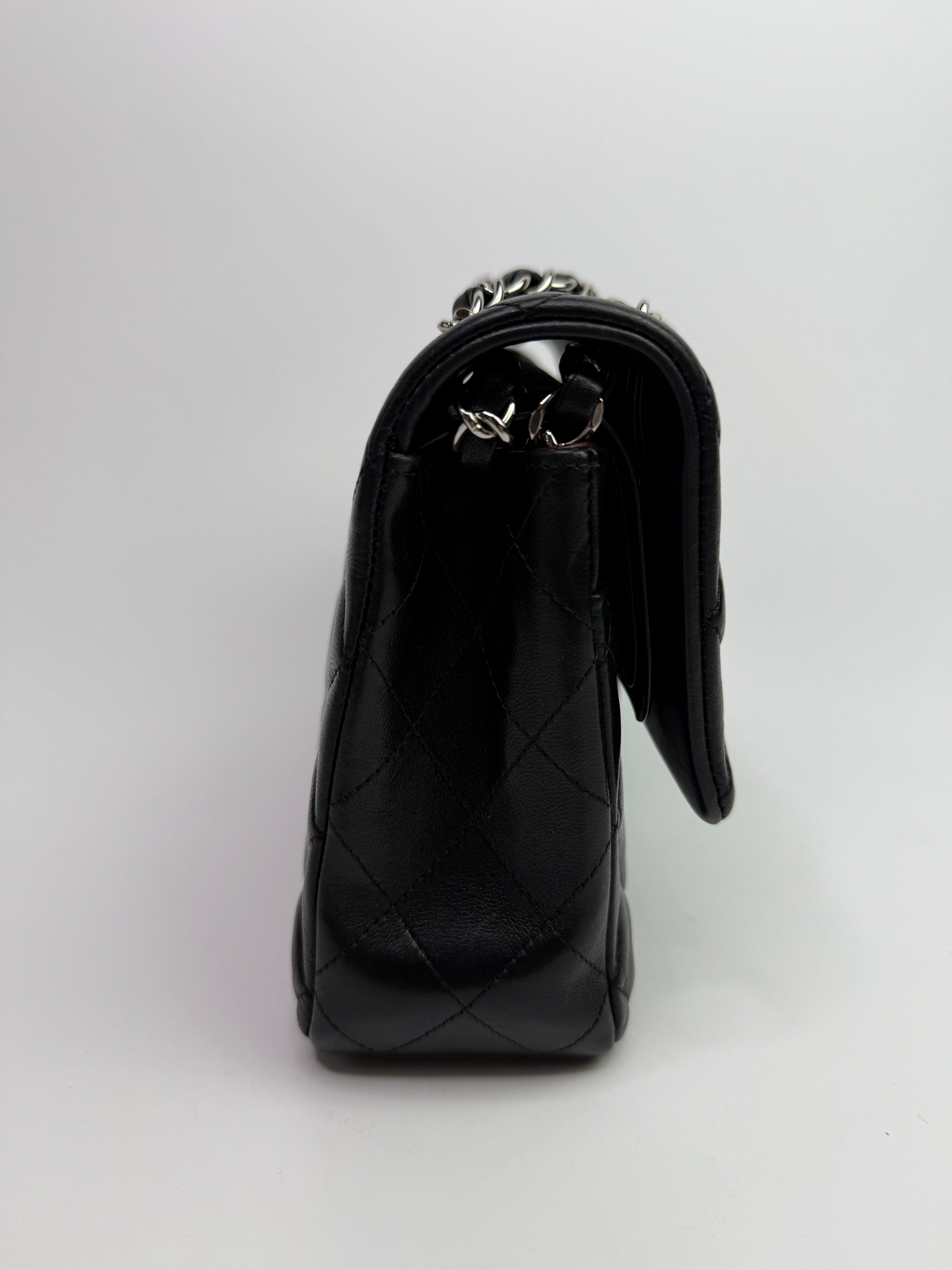 Chanel Medium Classic Double Flap Black Lambskin With Silver Hardware
Pre Loved & Authentic