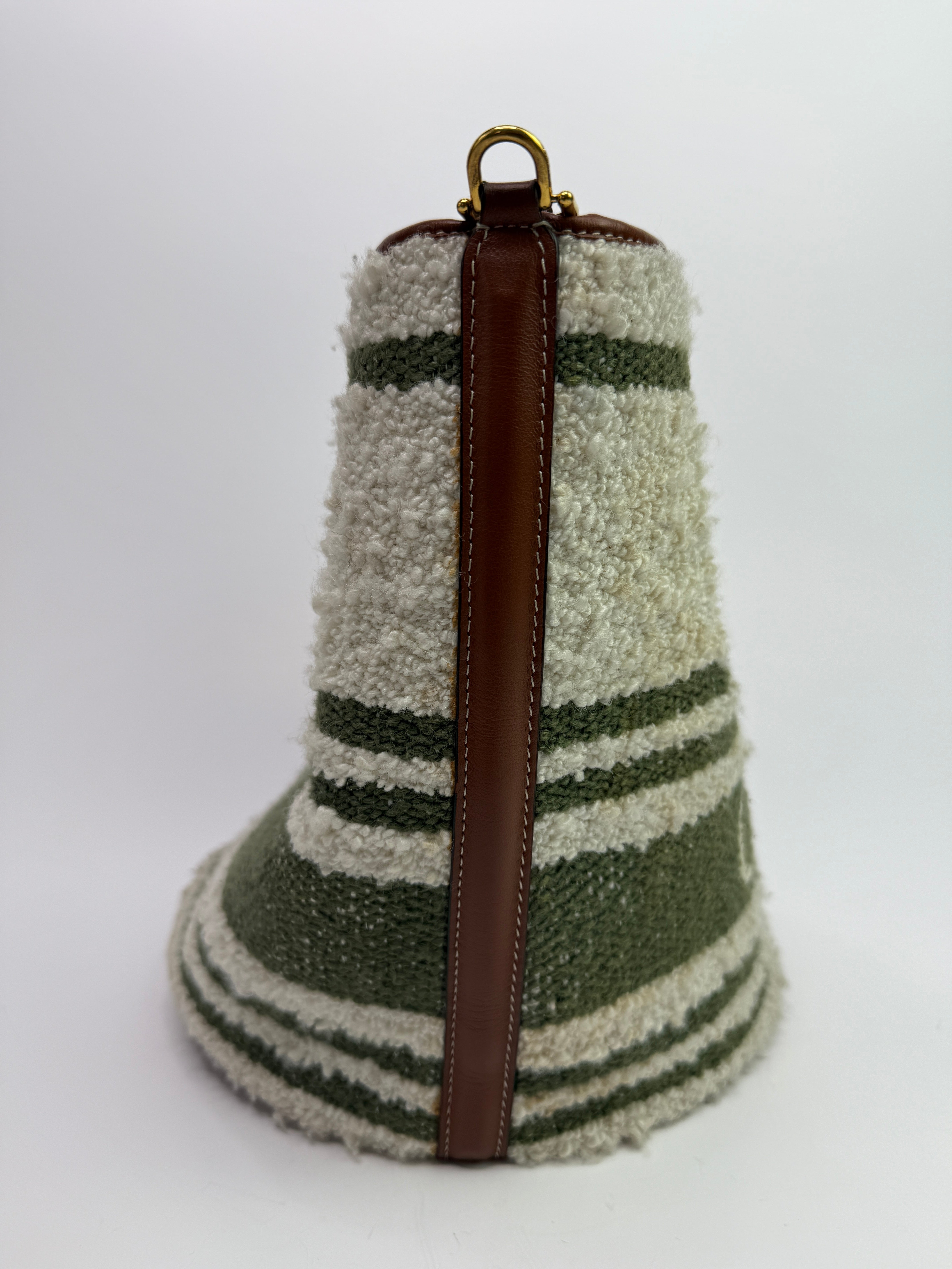 Celine Striped Tweed and Leather 16 Bucket Bag