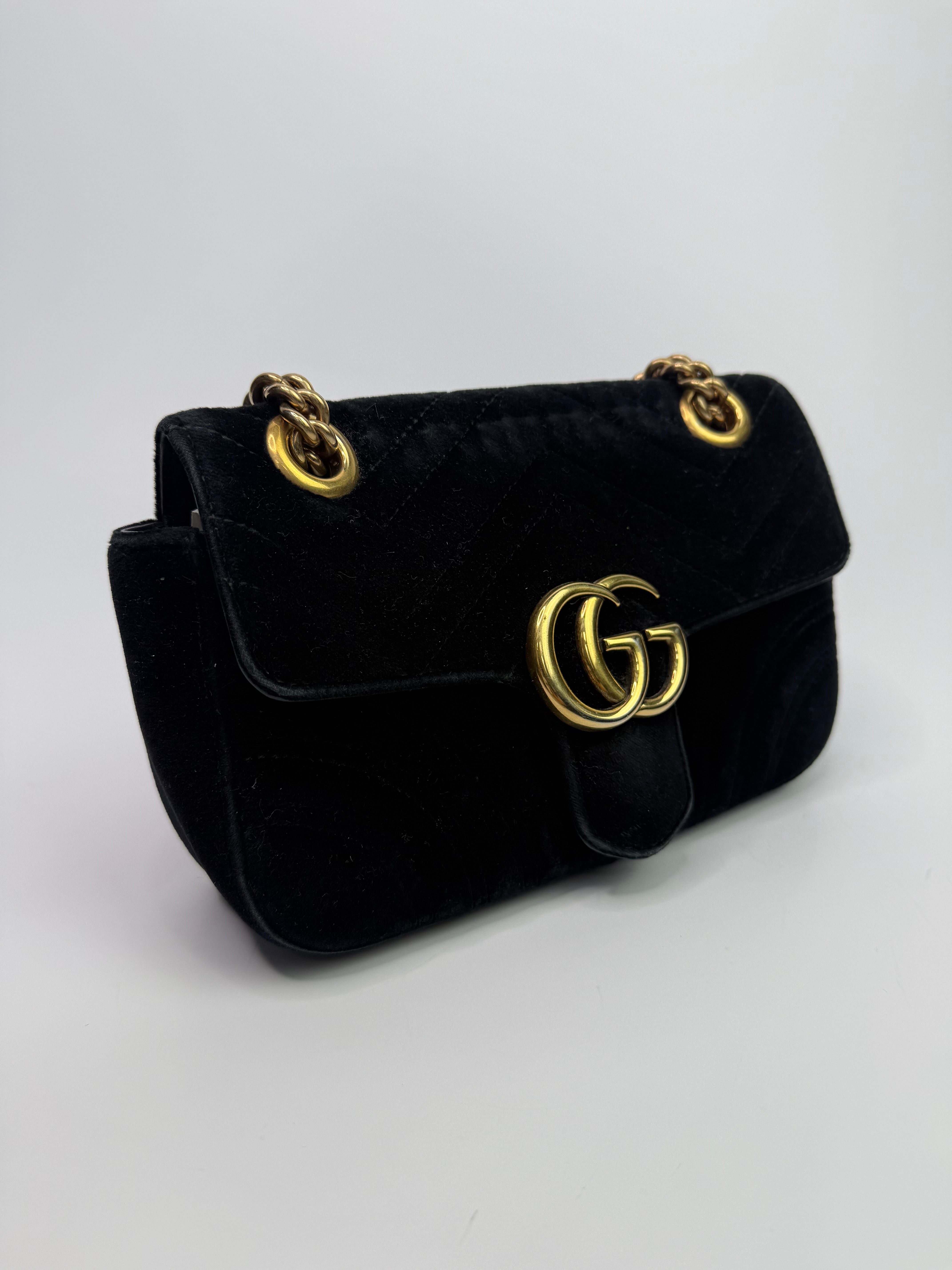 Gucci Mini Marmont Bag in Black Velvet