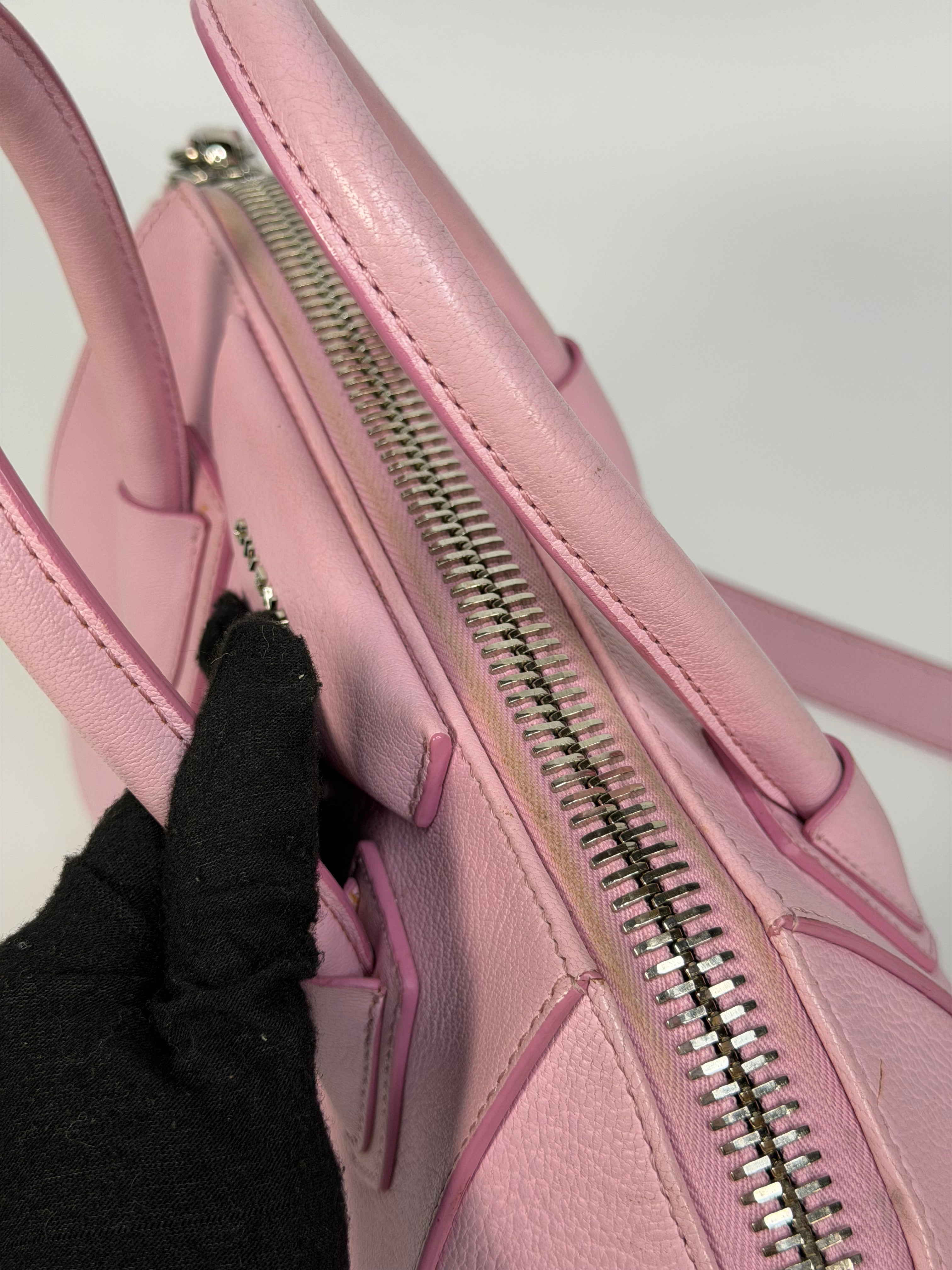 Givenchy Antigona In Pink Goatskin Leather With Silver Hardware. Authentic and preloved in very good condition.