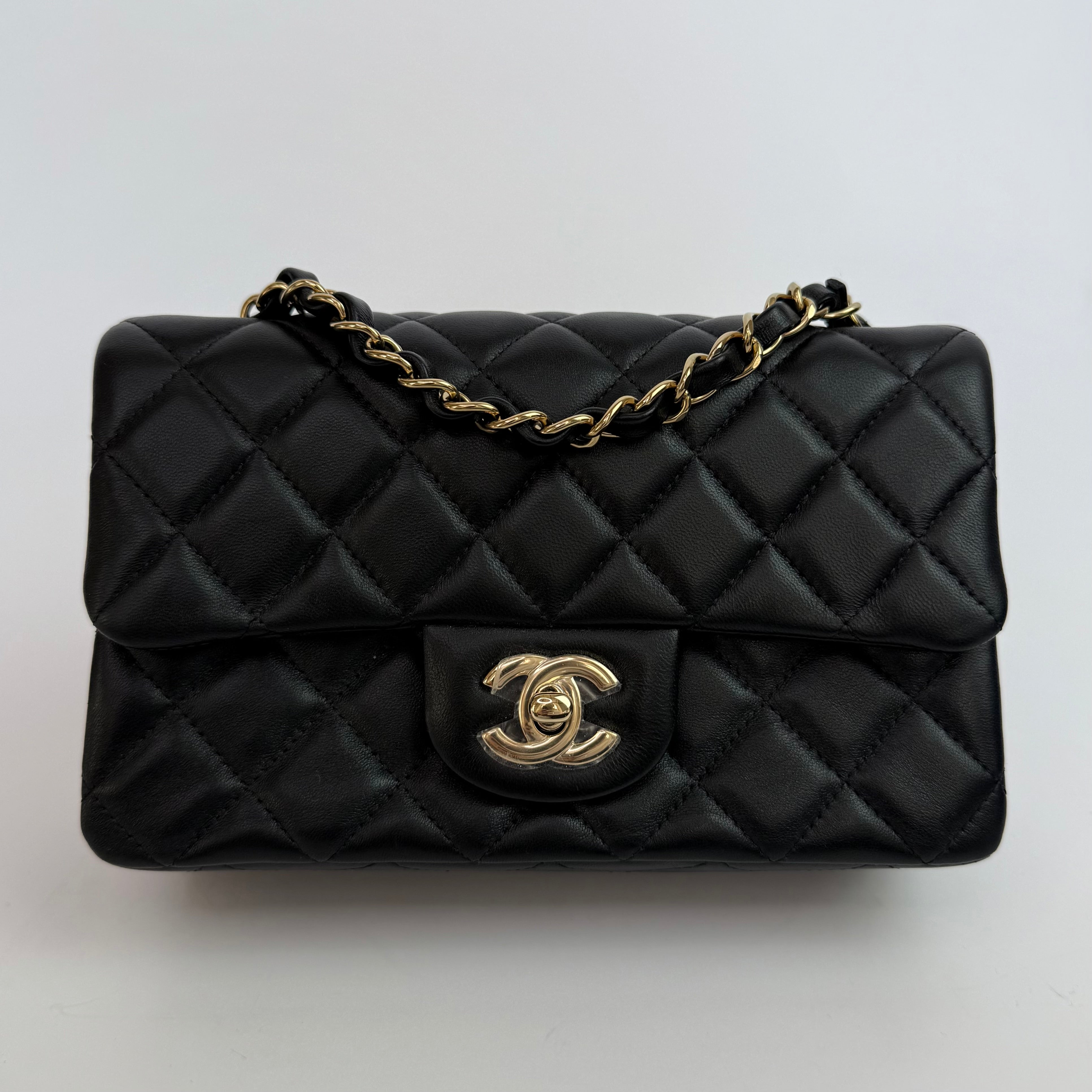 Chanel Mini Rectangle In Black Lambskin With GHW