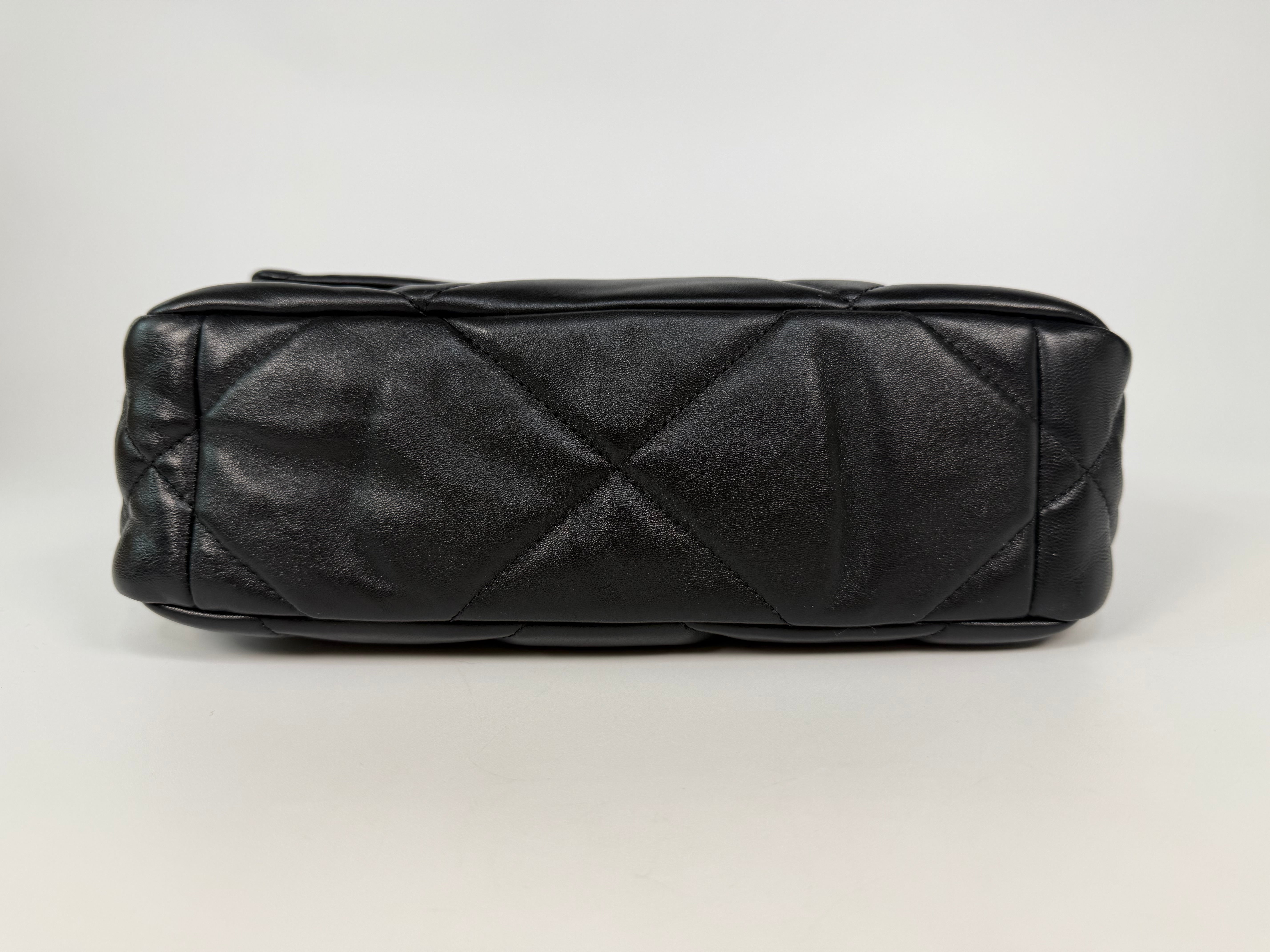 Chanel 19 Small In Black & White Leather With Mixed Hardware. Authentic and preloved in excellent condition. Verified by Luxe Cheshire.