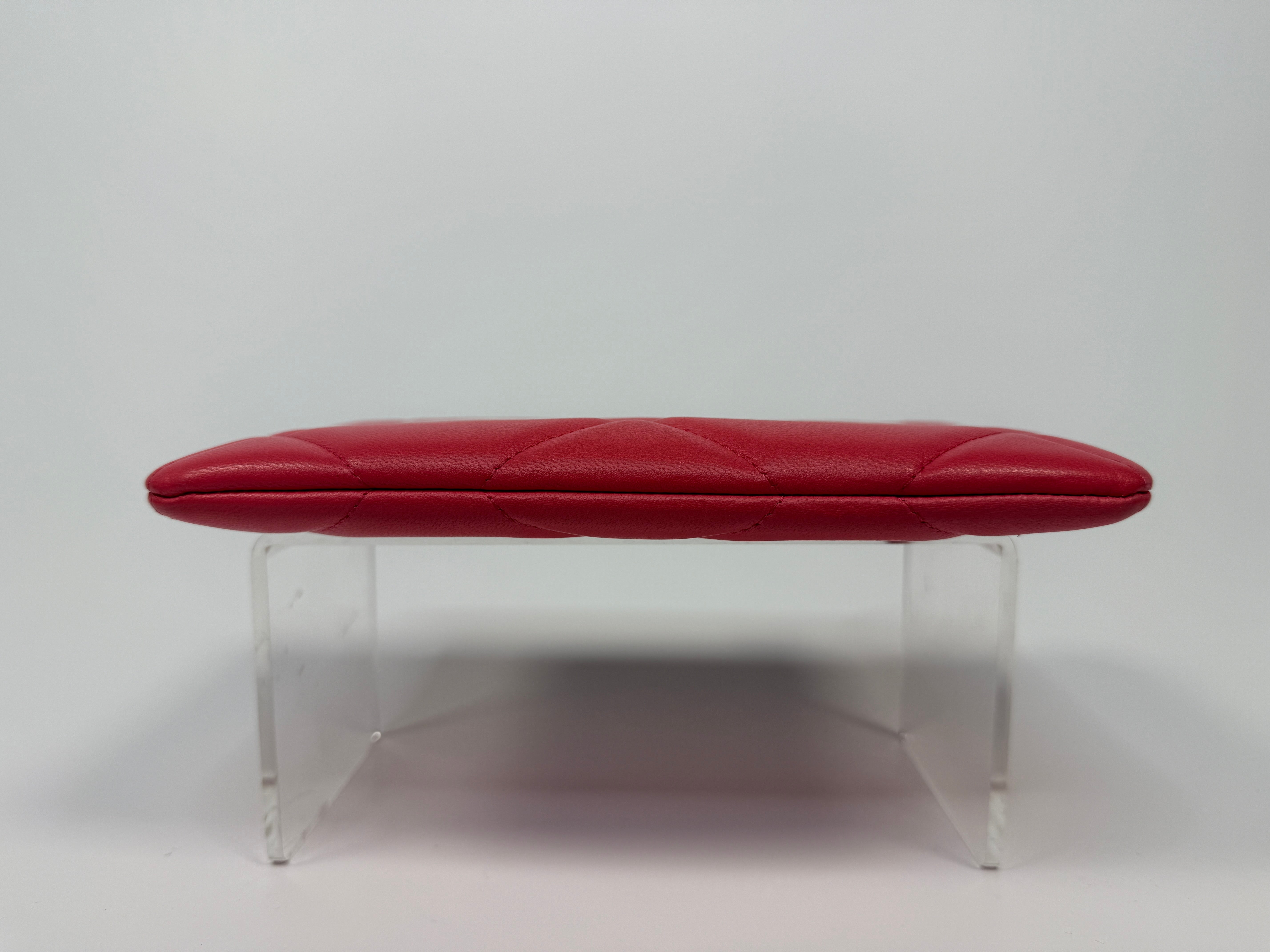 Chanel 19 Zip Pouch In Pink Calfskin Leather With Gold Hardware. Authentic preloved condition.