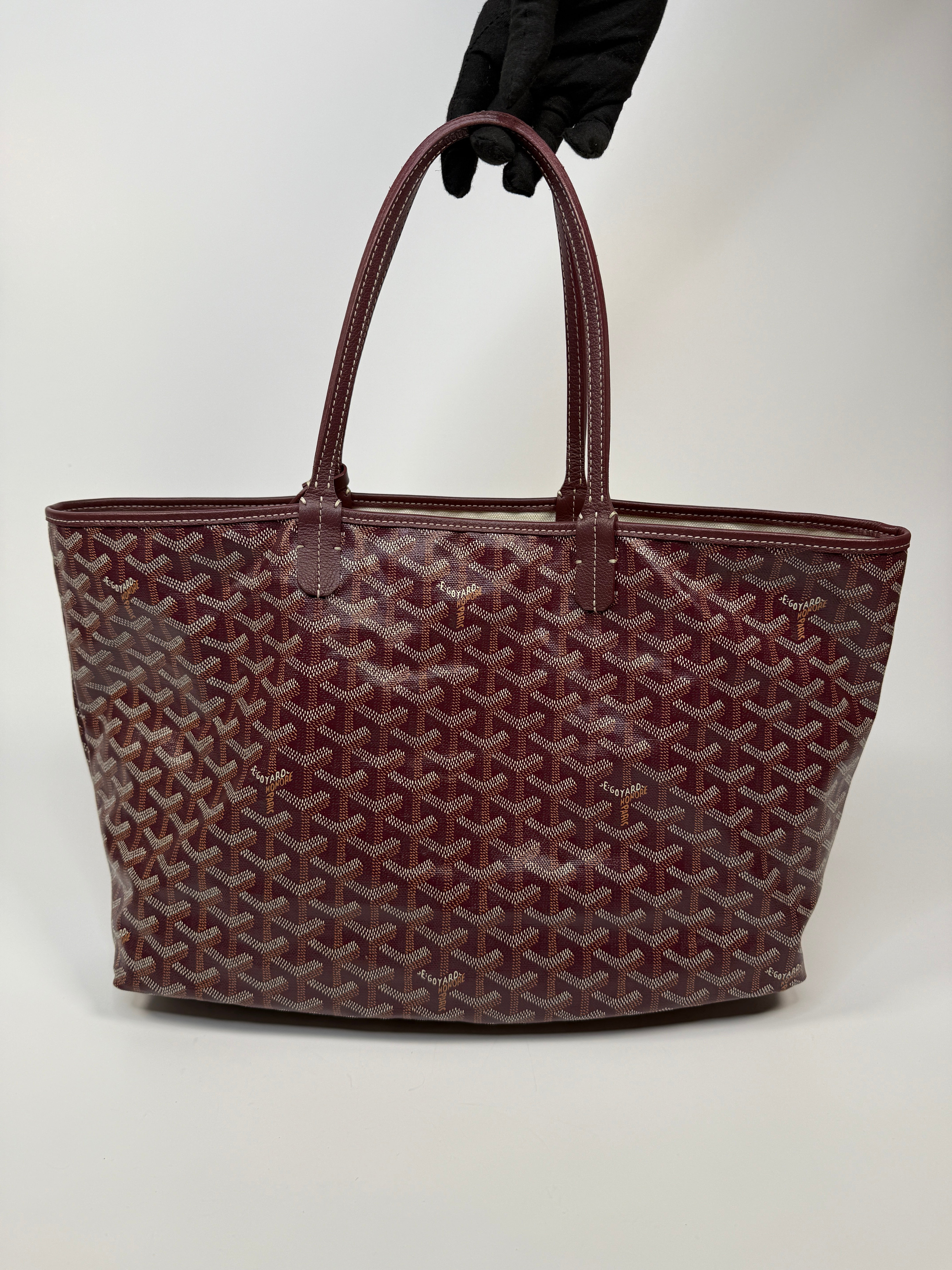 Goyard St Louis PM Tote Bag In Burgundy Coated Canvas. Authentic and preloved. Excellent condition.