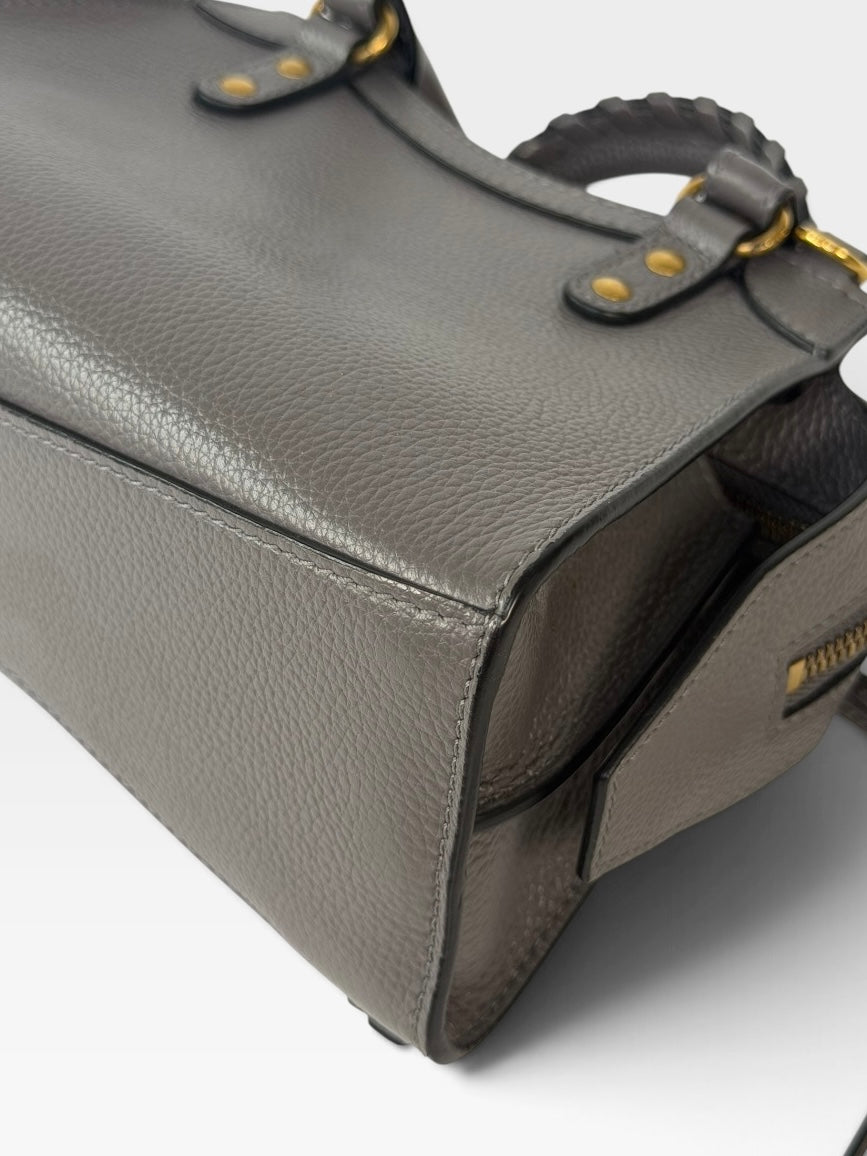 Balenciaga Neo Mini City Bag In Grey With Gold Hardware. 100% authentic and preloved in excellent condition