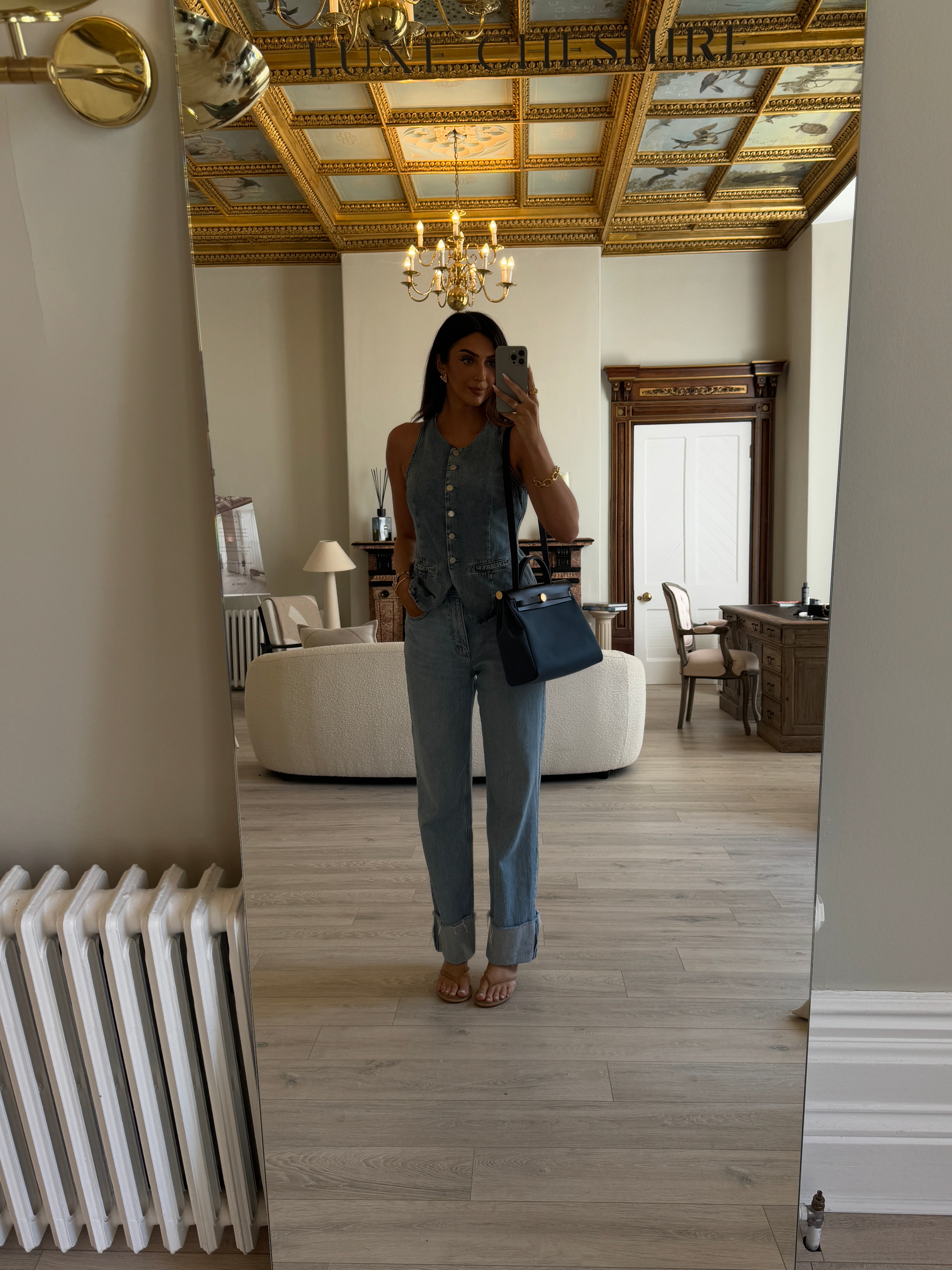 Hermès Herbag 31 Verso in Bleu Indigo and Sesame with GHW