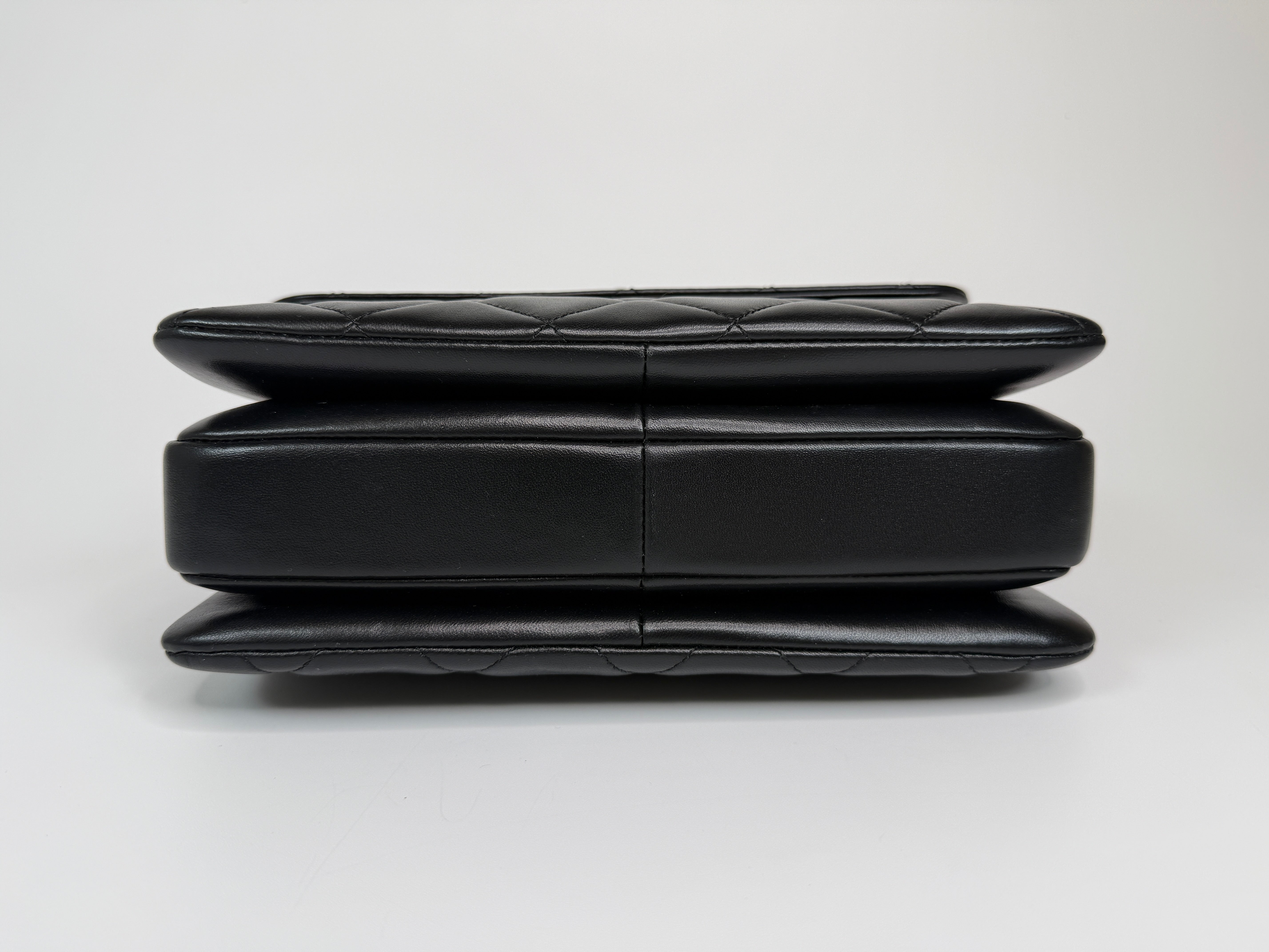 Authentic and preloved Chanel Trendy Top Handle Flap Bag In Black Lambskin With Gold Hardware. Excellent condition. 100% Authenticity guarantee