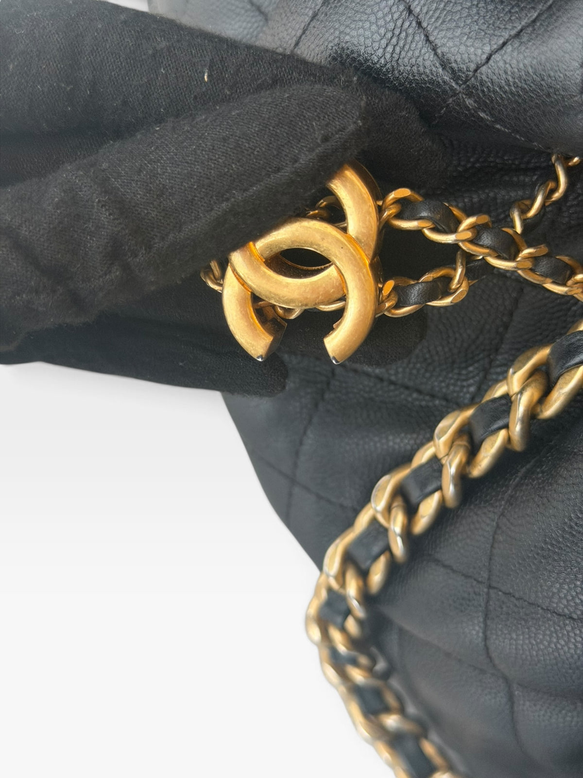 Chanel 25 Small In Black Caviar Leather With Aged Gold Hardware. 100% authentic and preloved in excellent condition