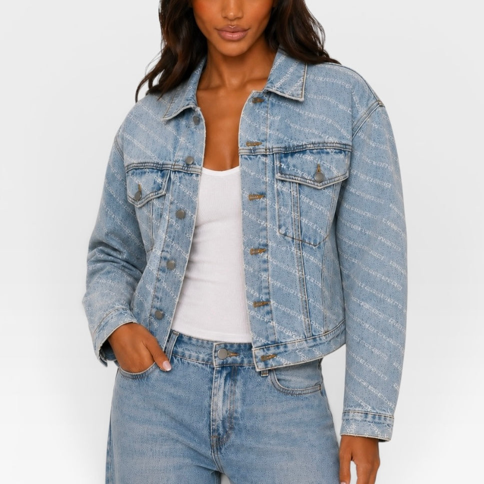 Alexander Wang Blue Falling Back Logo Denim Jacket (M/UK10)