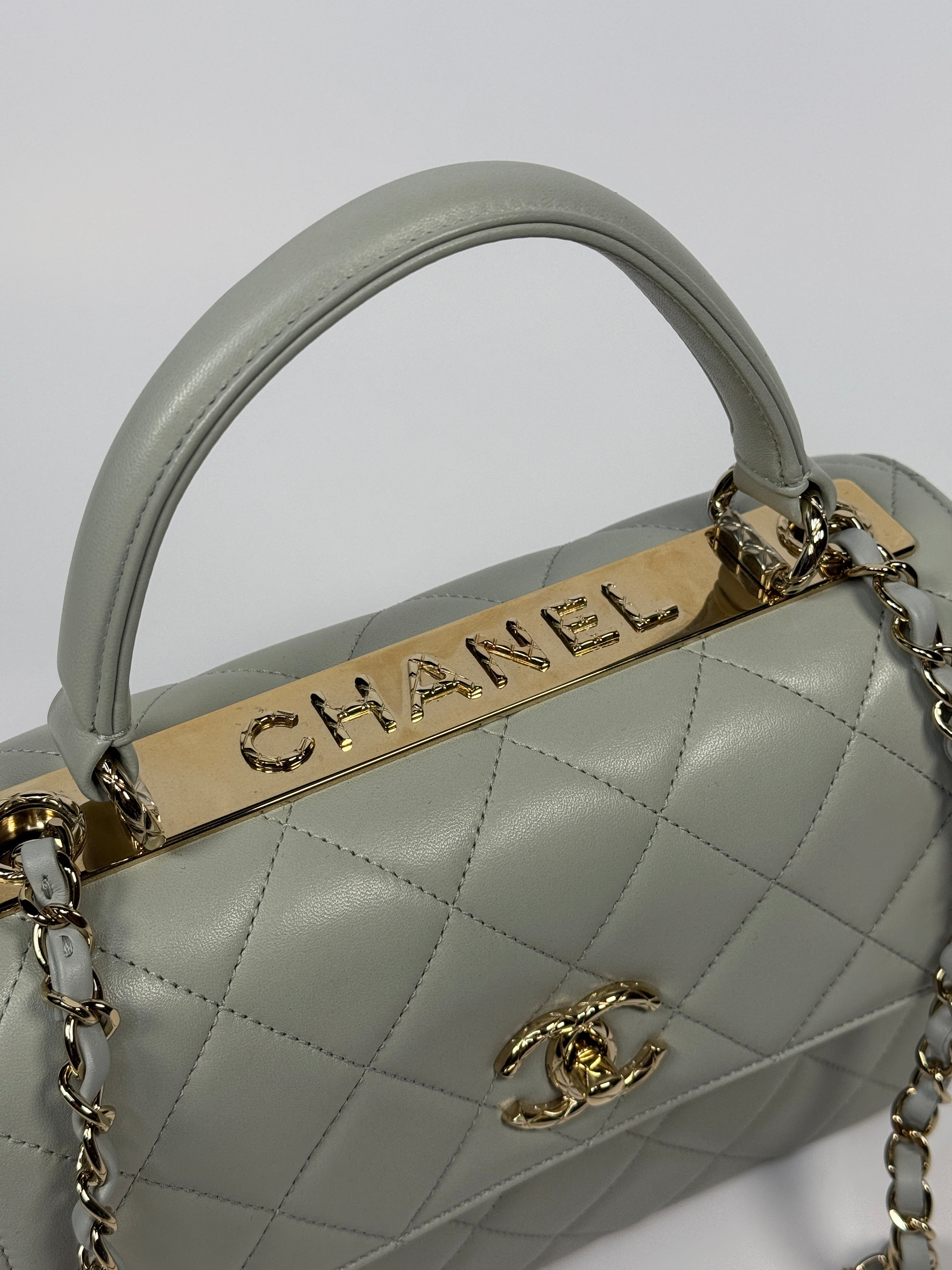 Chanel Small Trendy Top Handle Flap Bag In Glacier Lambskin With Gold Hardware Authentic and preloved in excellent condition