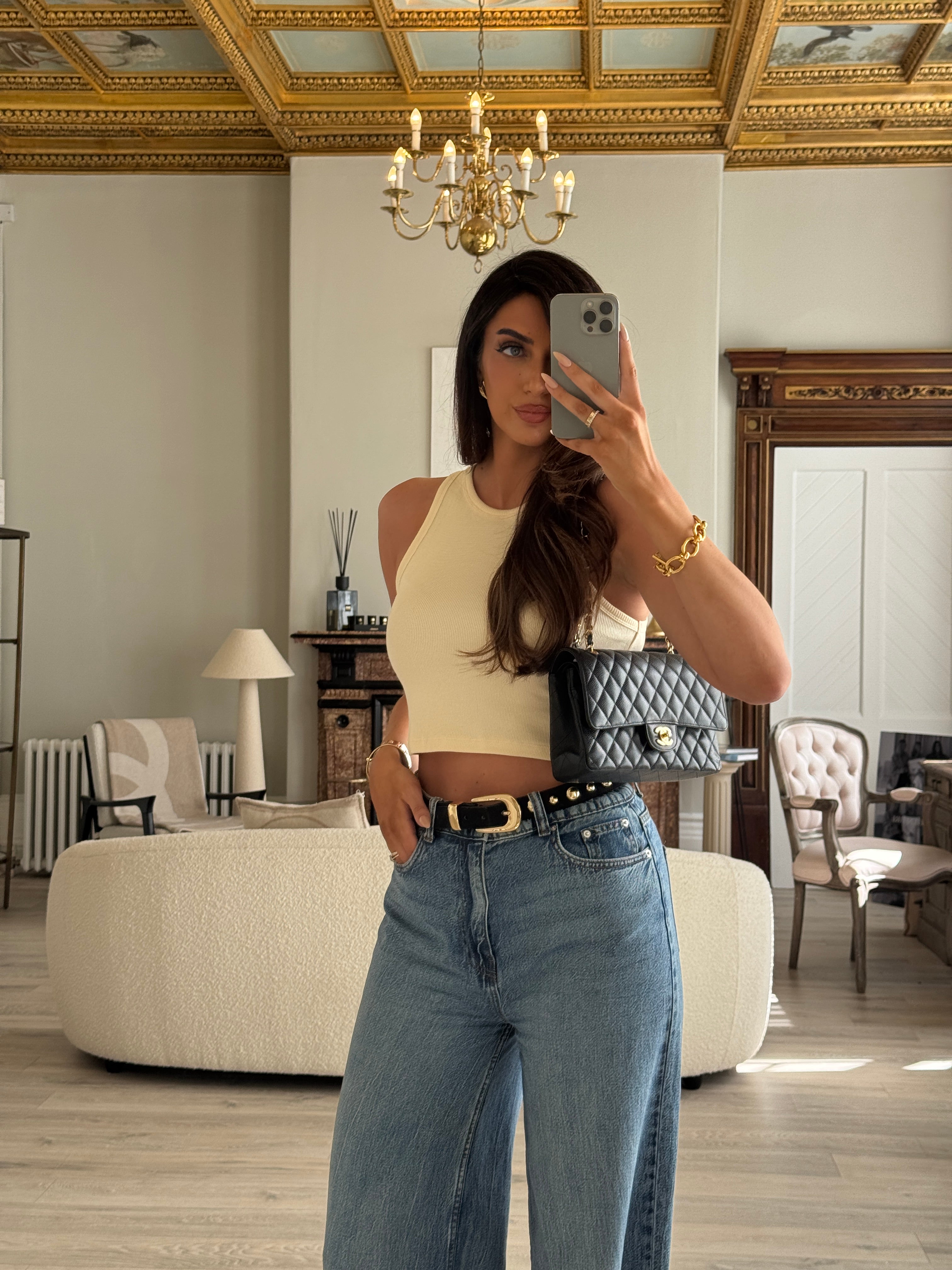 Chanel Medium Classic Double Flap Black Caviar With GHW