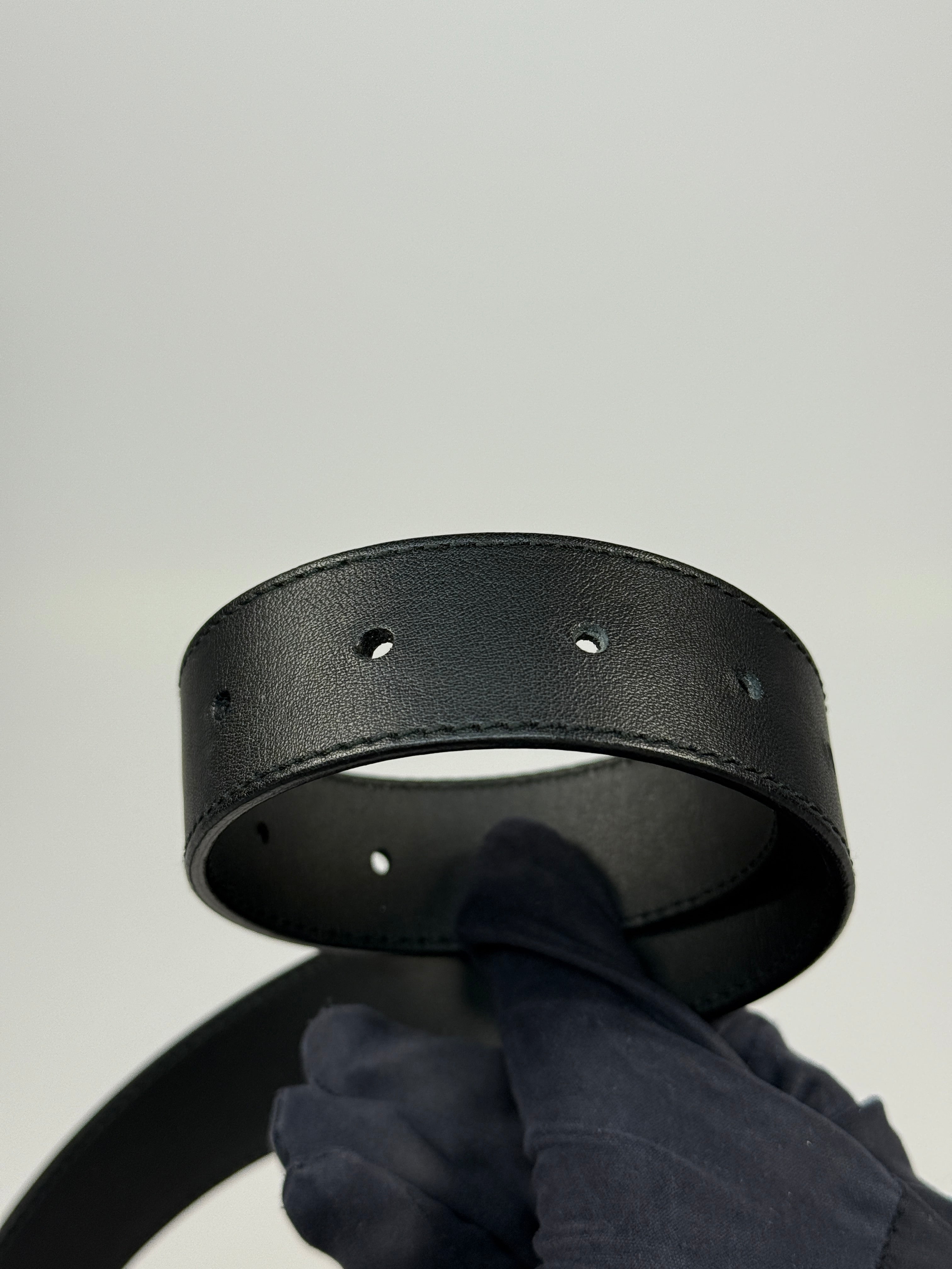 Gucci GG Marmont Wide Belt In Black Leather With Gold GG Buckle. Authentic and preloved in Excellent condition. Insured next day delivery. Verified by Luxe Cheshire.