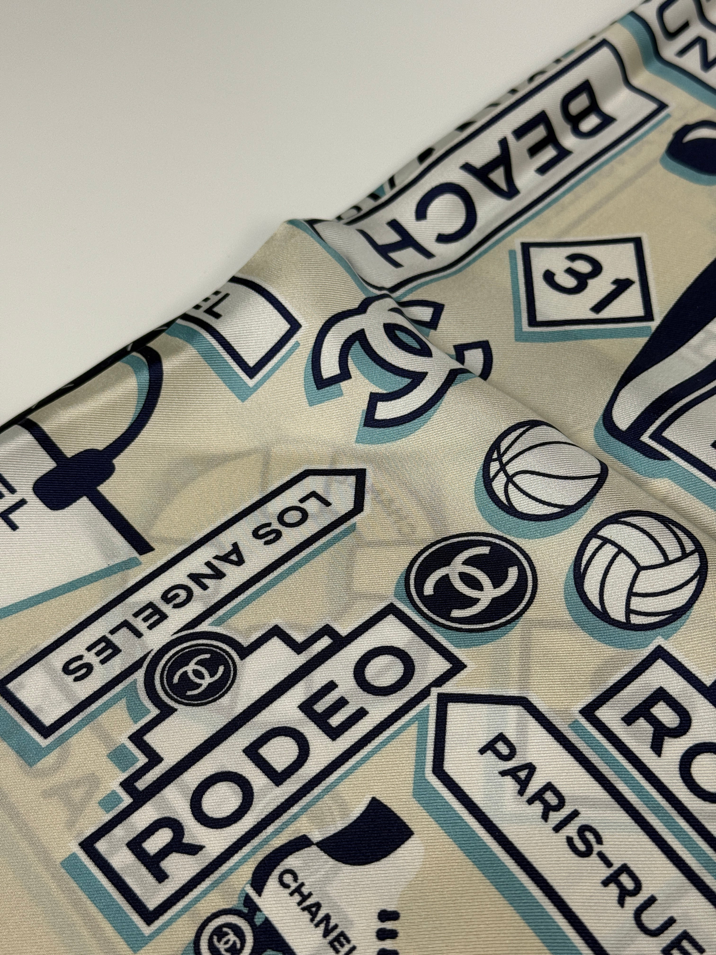 Authentic and preloved Chanel CC Silk Square Scarf In Excellent condition. 100% Authenticity Guarantee