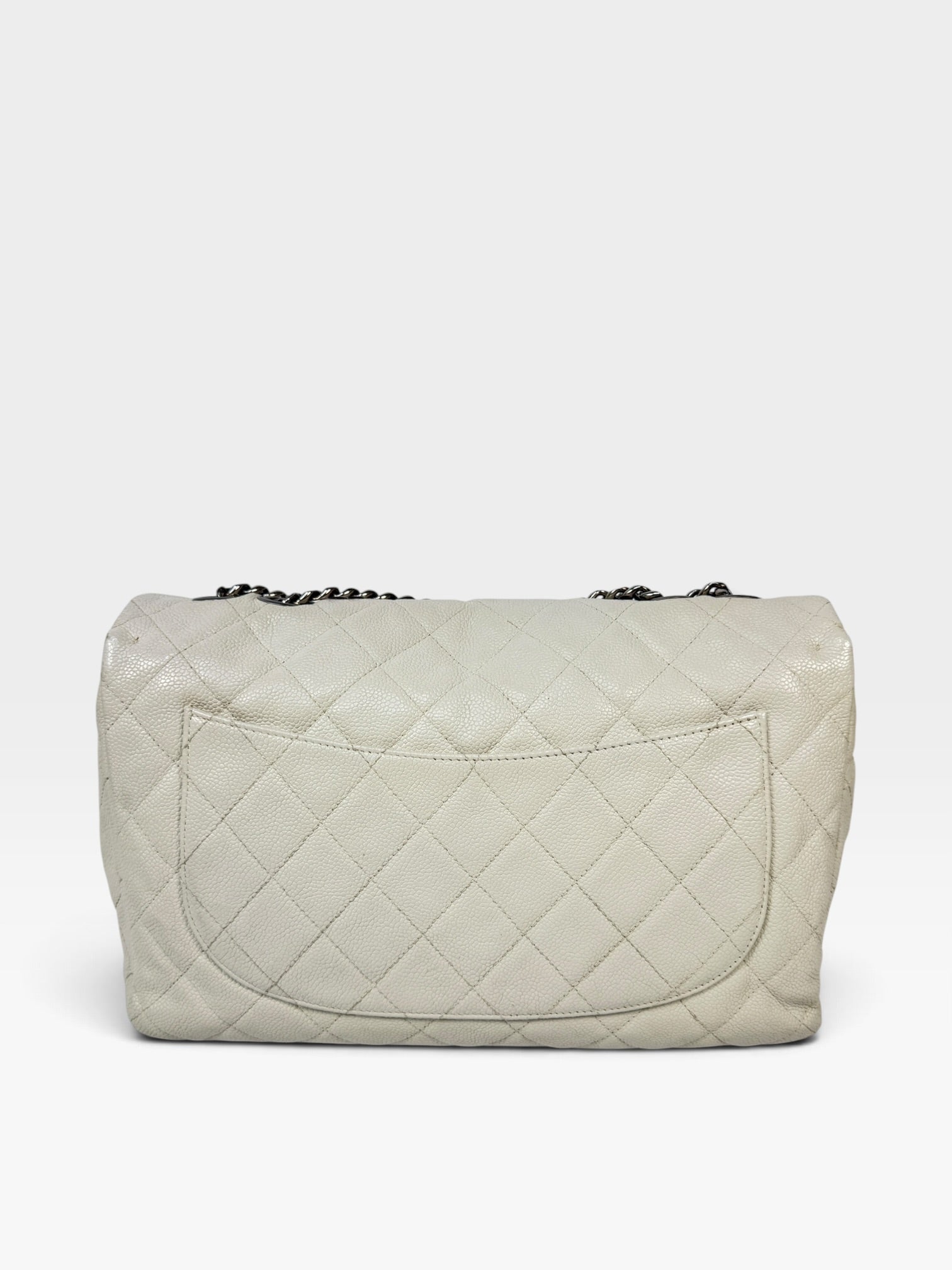 Chanel Reissue Single Flap In Ecru Caviar Leather With Silver Hardware