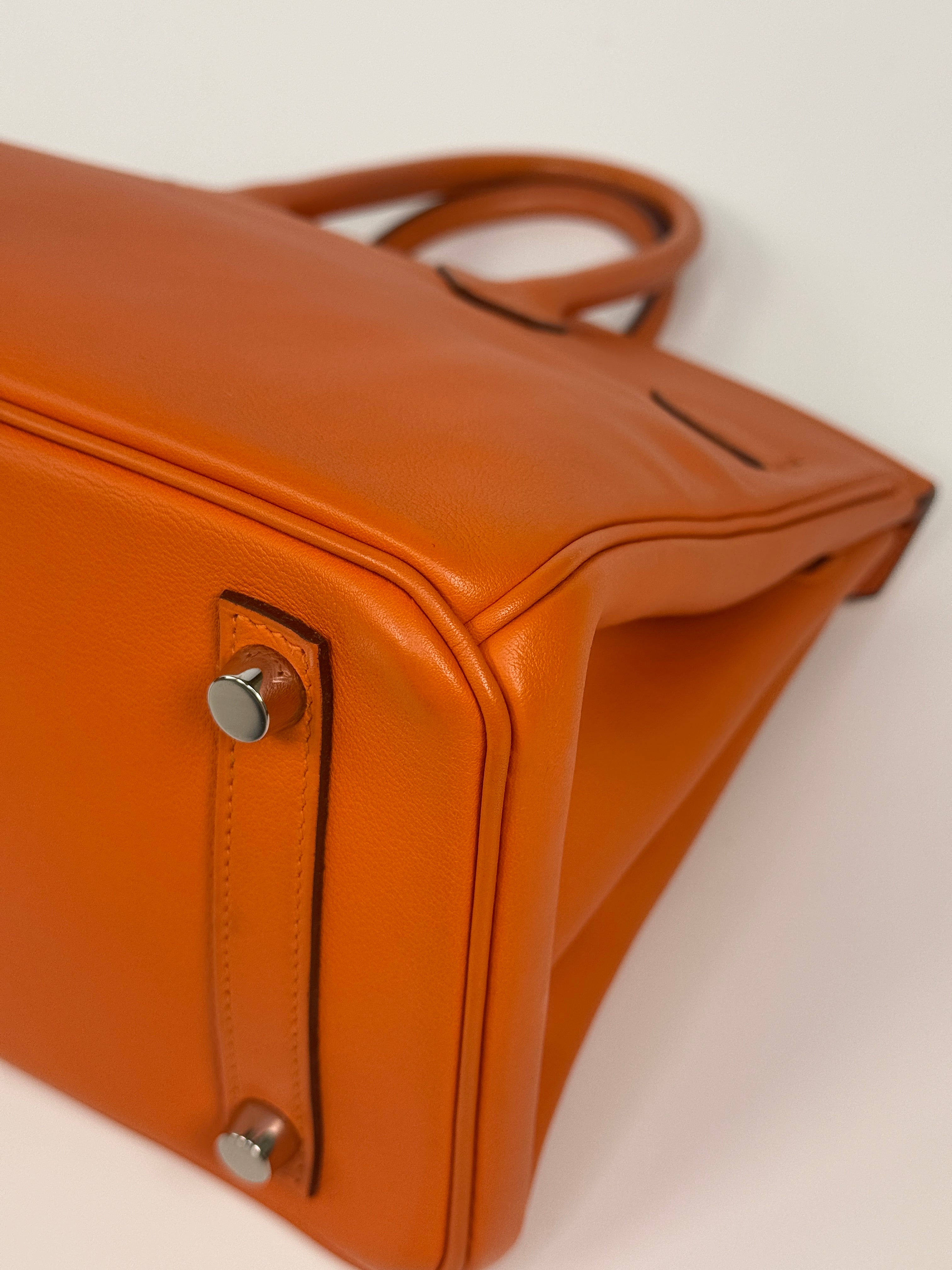Hermès Birkin 25 In Orange Swift Leather With Palladium Hardware