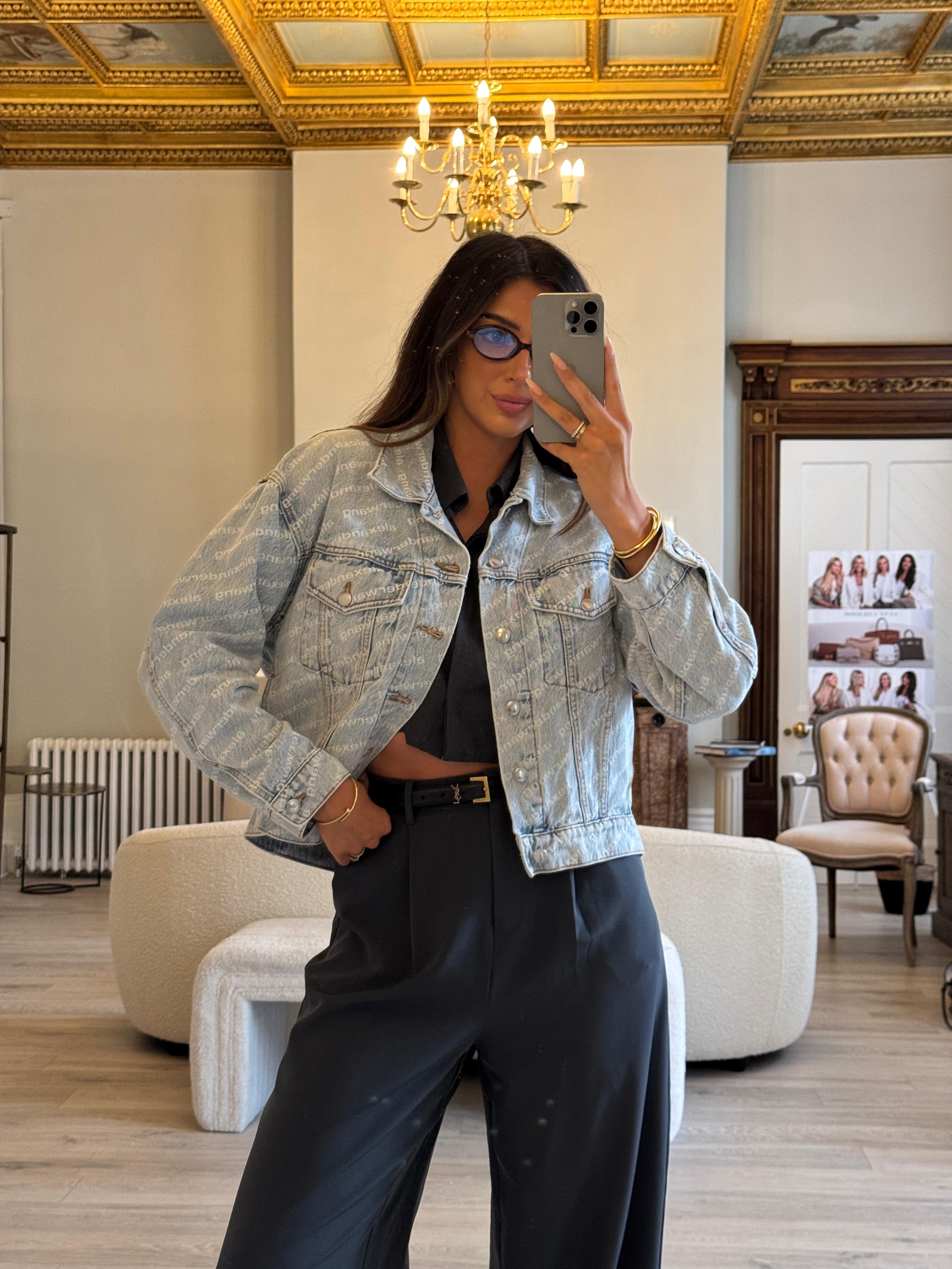 Alexander Wang Blue Falling Back Logo Denim Jacket (M/UK10)