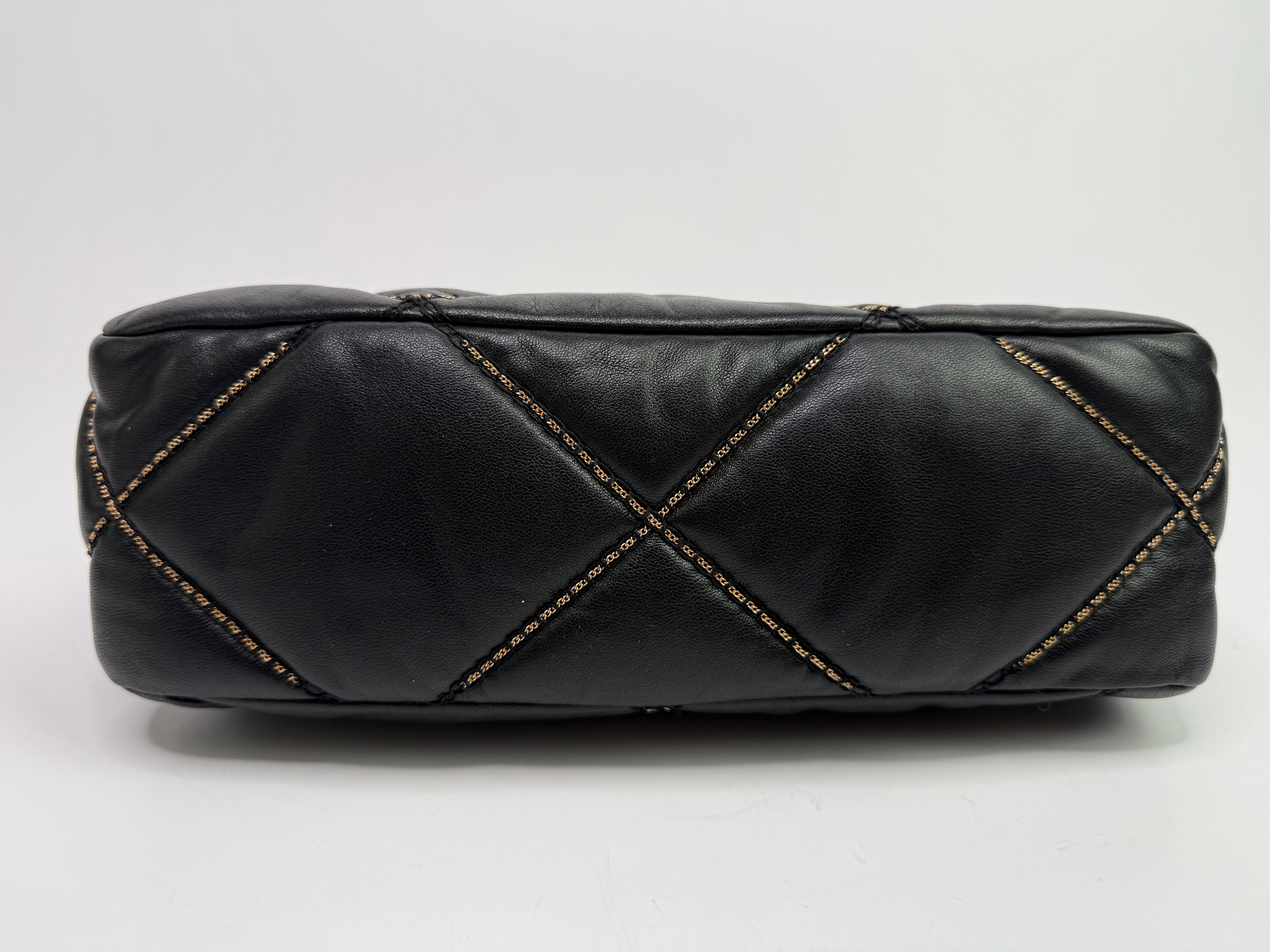 Chanel 19 Small Flap Bag In Black Lambskin Leather