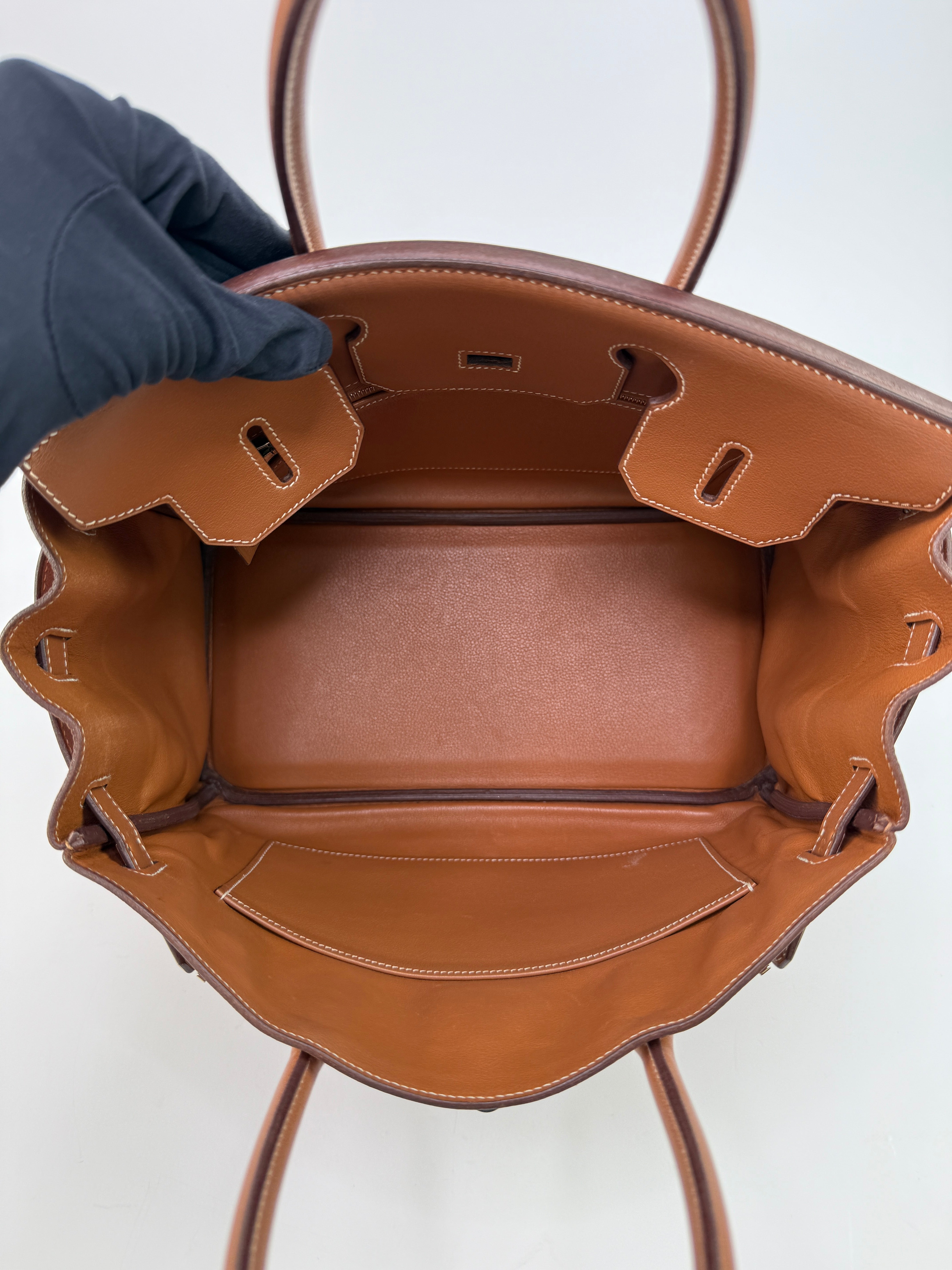 Authentic Pre Loved Hermès Birkin 30 In Gold Swift Leather With Palladium Hardware Very Good Condition