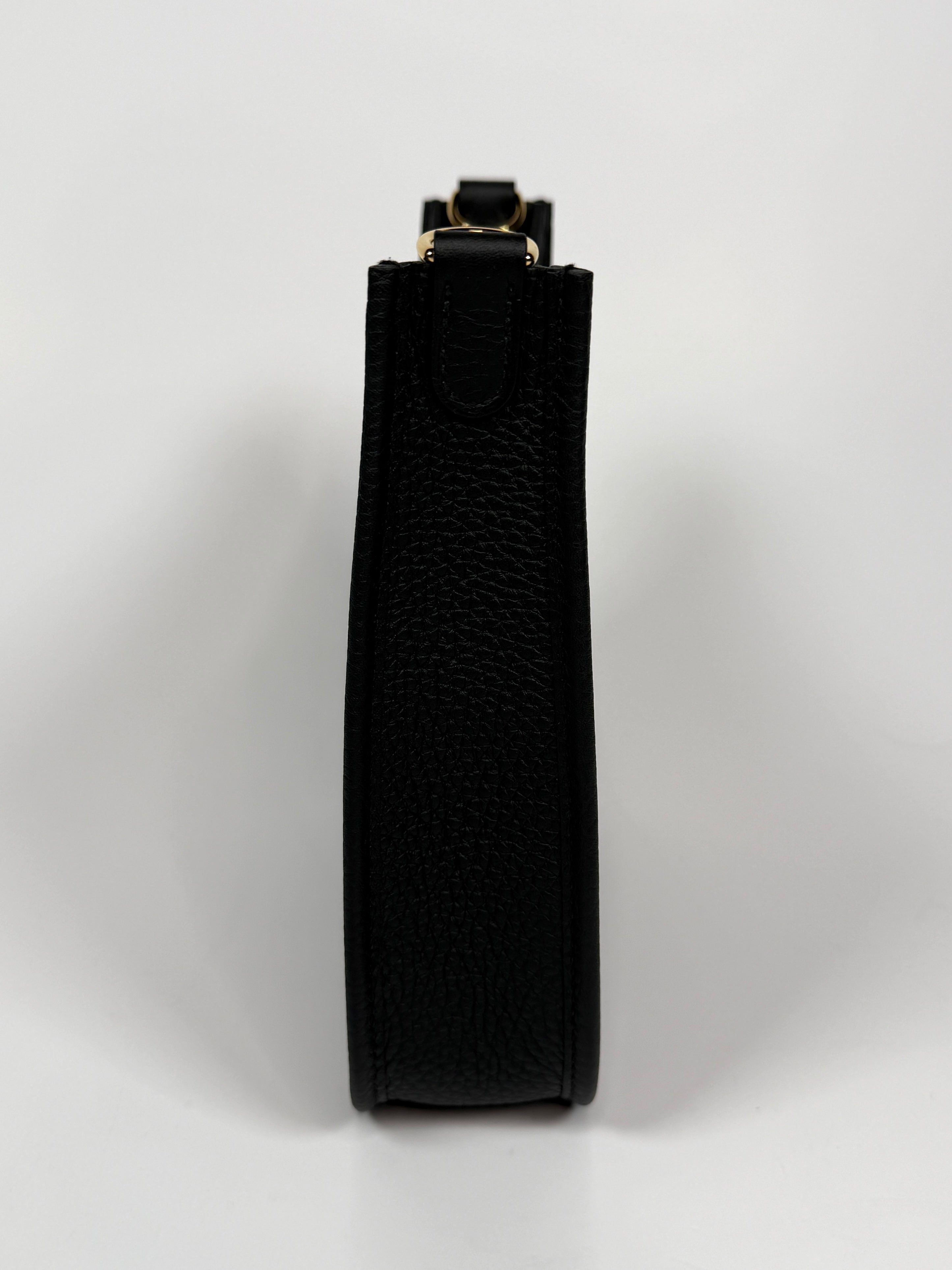Hermès Evelyne TPM Black Clemence Leather Gold Hardware Authentic and Preloved In New and Unused condition.