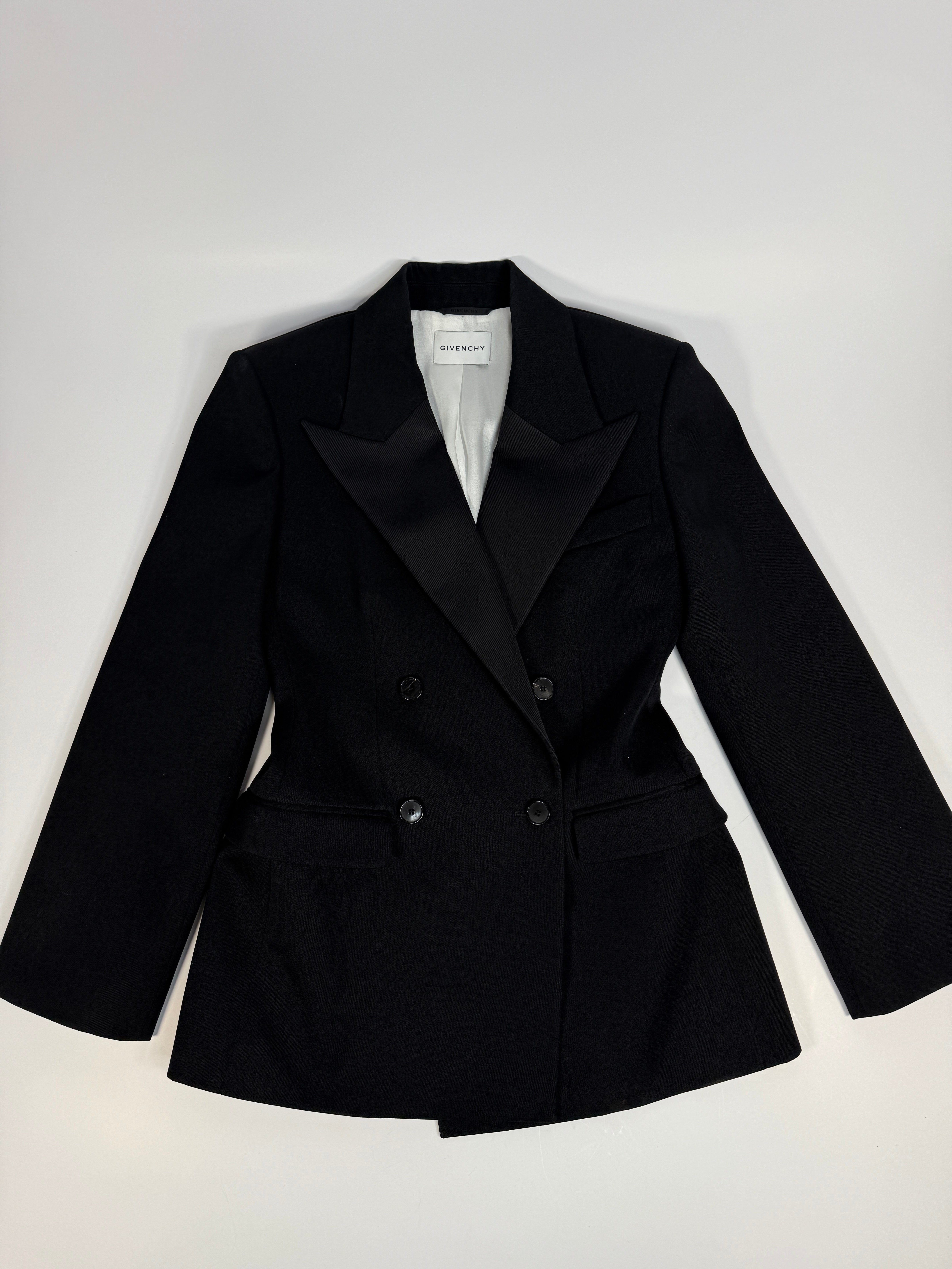 Givenchy Peak-Lapel Double-Breasted Wool Blazer (Size UK10)